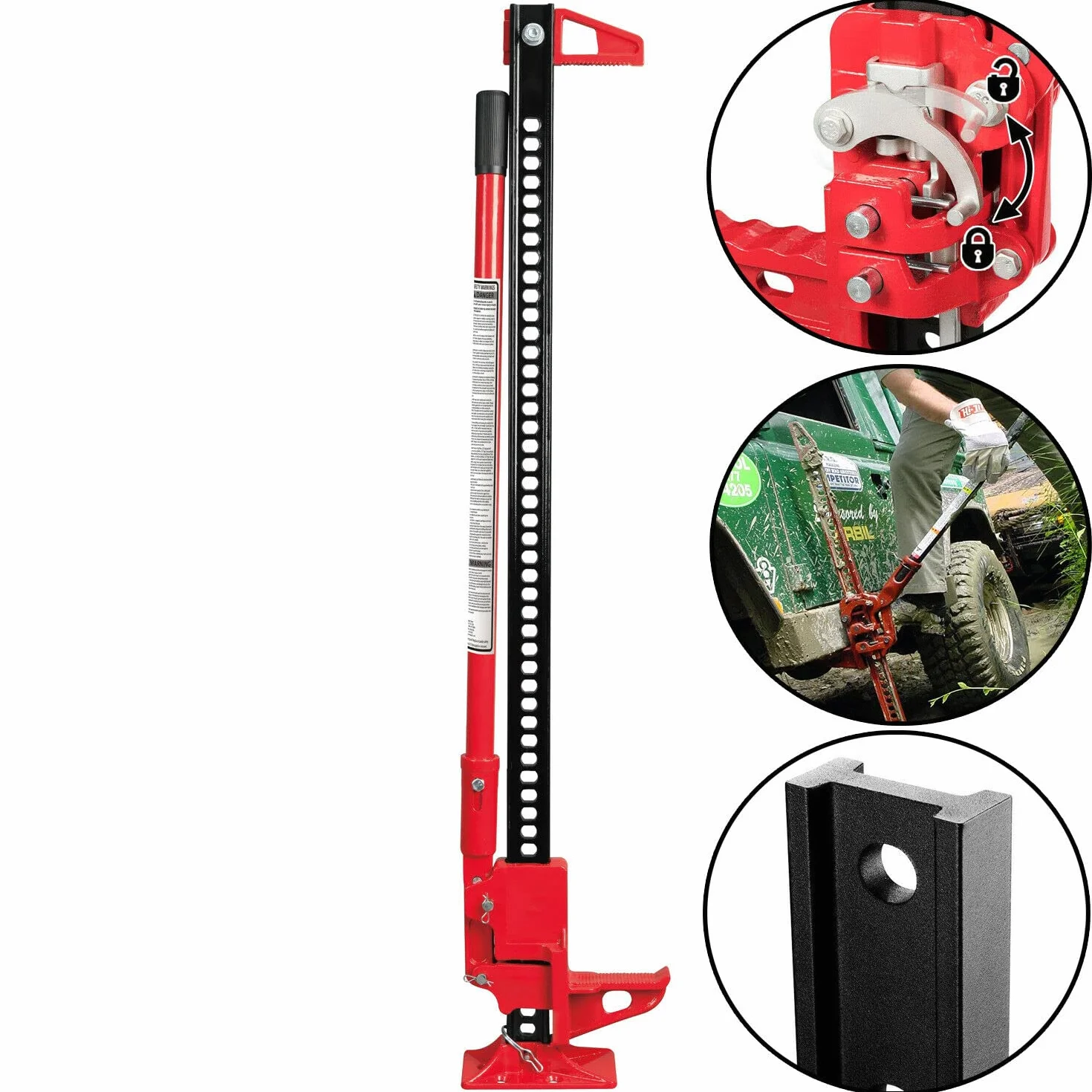 Gato de trinquete HI-Lift y Placas de traccion Todoterreno para desatascar Coche de Arena, Barro, Nieve (2 Piezas)