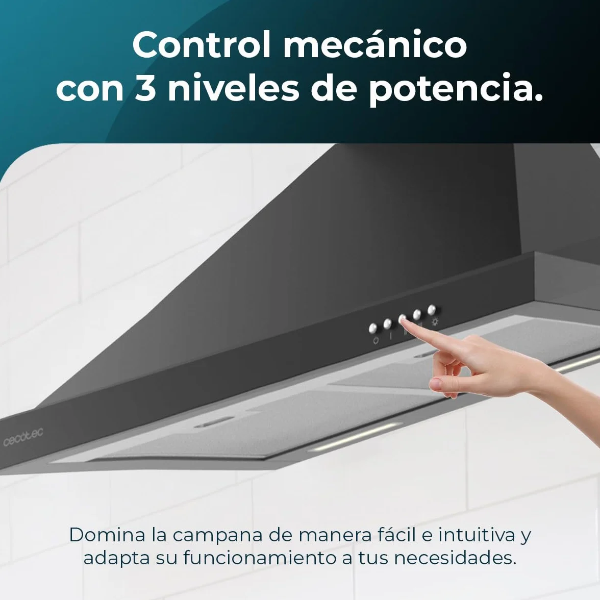 Cecotec Campana Extractora 60 cm Piramidal Bolero Flux PM 606500 Black 165W Inox 650m3/h