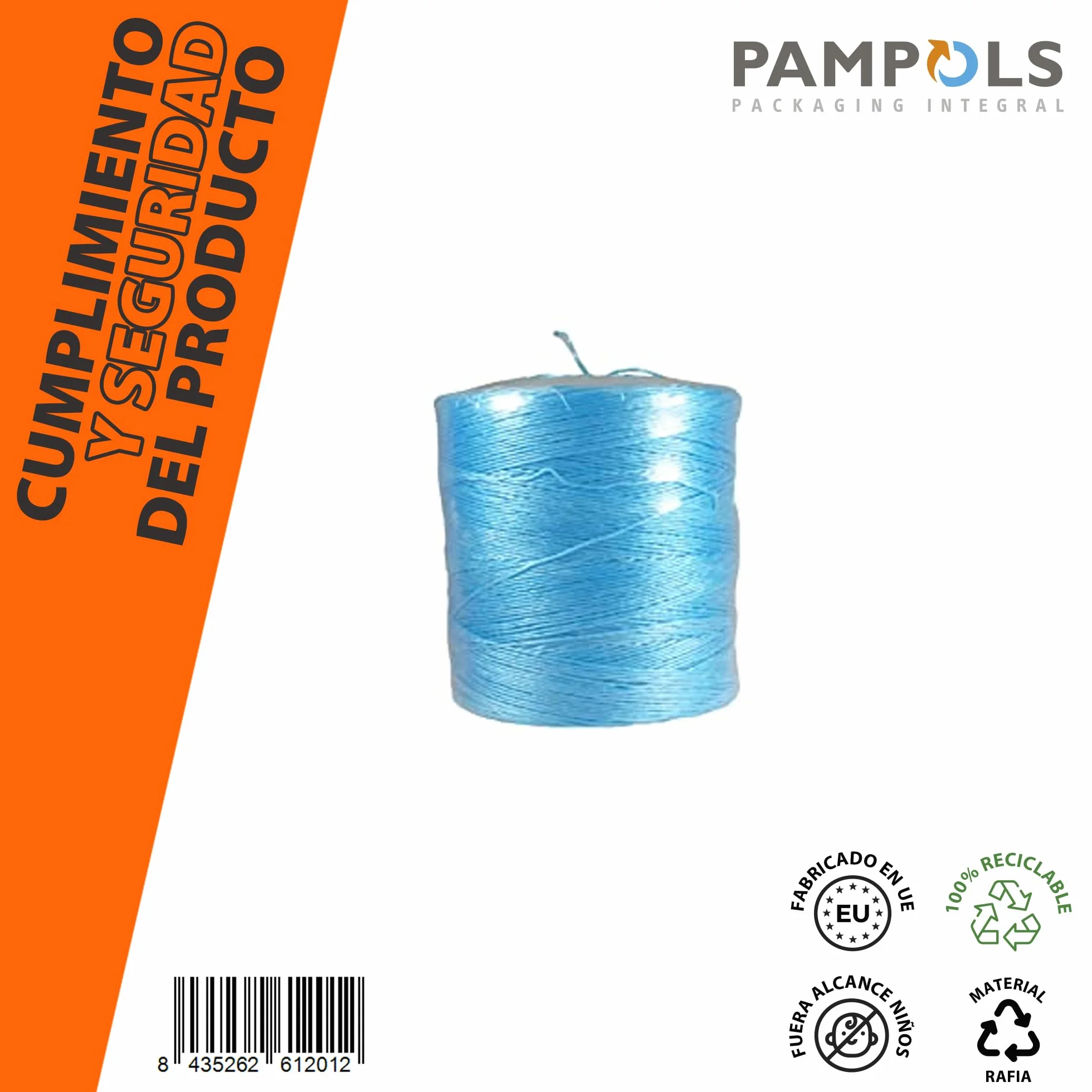 Cuerda de Rafia Azul | Multiusos, Ideal para empacar Cereales y Otros Productos | Resistente a la Intemperie y Rayos UV | Cada Bobina Tiene 3.000 Metros y Pesa 5 kg | Pack de 2 bobinas