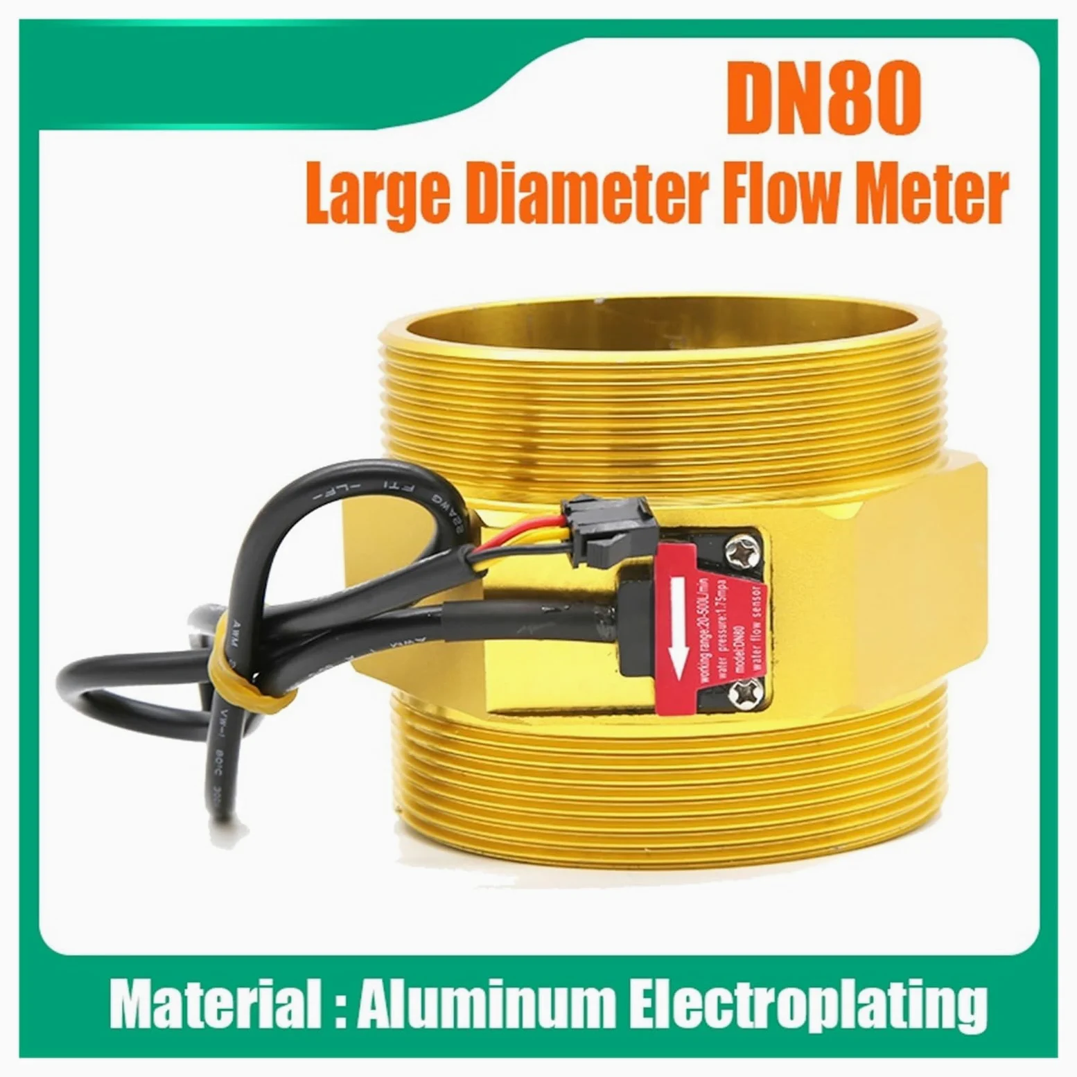 Caudalímetro Electromagnético DN80, 3 pulgadas, Sensor de flujo agua Industrial, galvanoplastia aluminio metálico, caudalímetro Hall gran diámetro