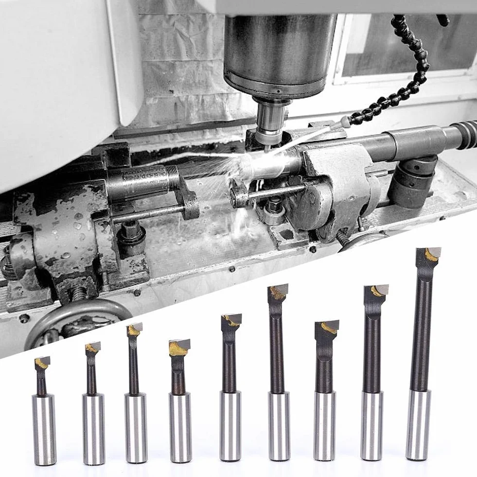Juego de 9 Piezas Barras de Mandrinar Acero Alta Velocidad Tipo F1 12 mm Base Torno CNC