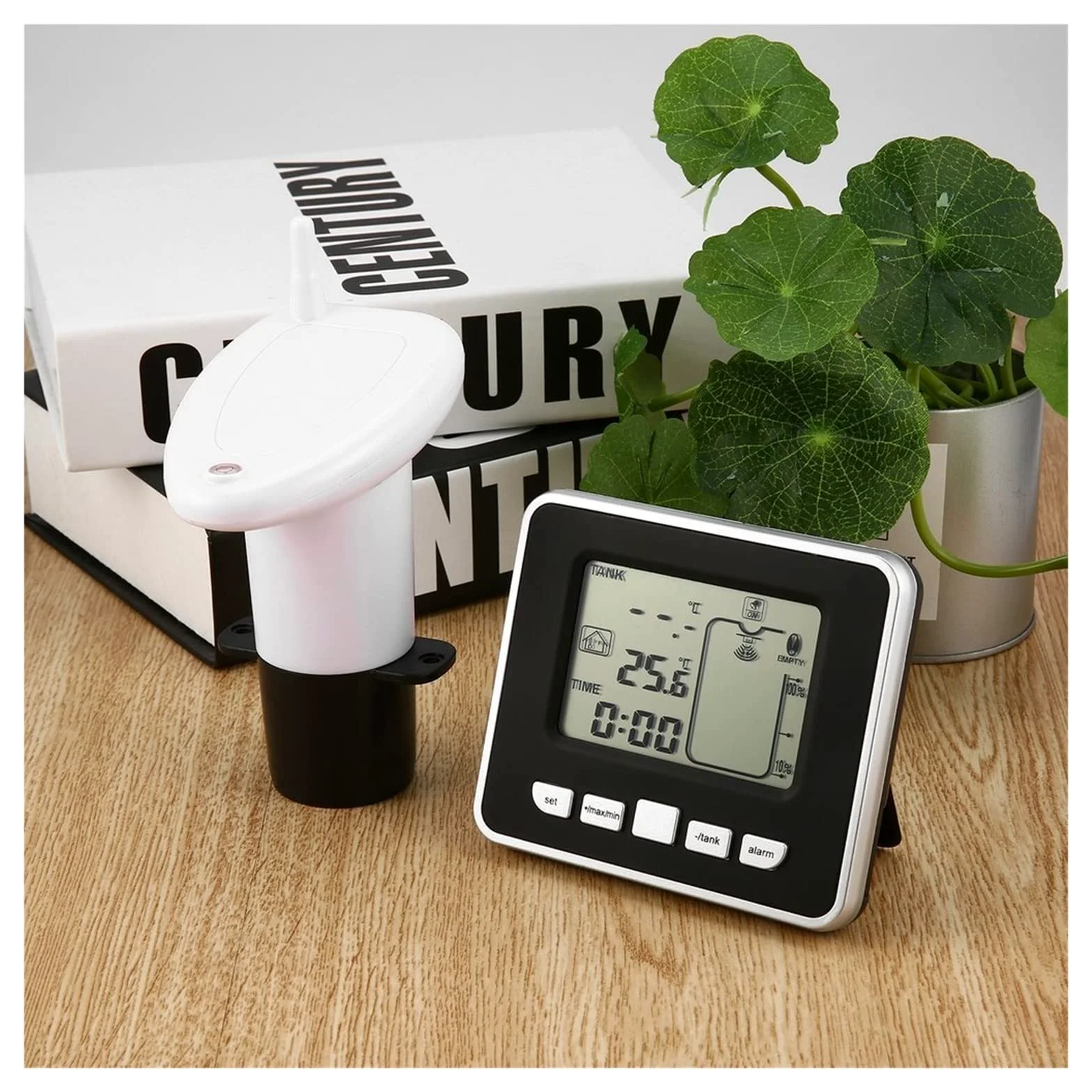 Medidor de nivel de agua, Sensor de medidor de nivel de profundidad líquida de tanque de agua inalámbrico ultrasónico con pantalla de temperatura con pantalla LED de 3,3 pulgadas