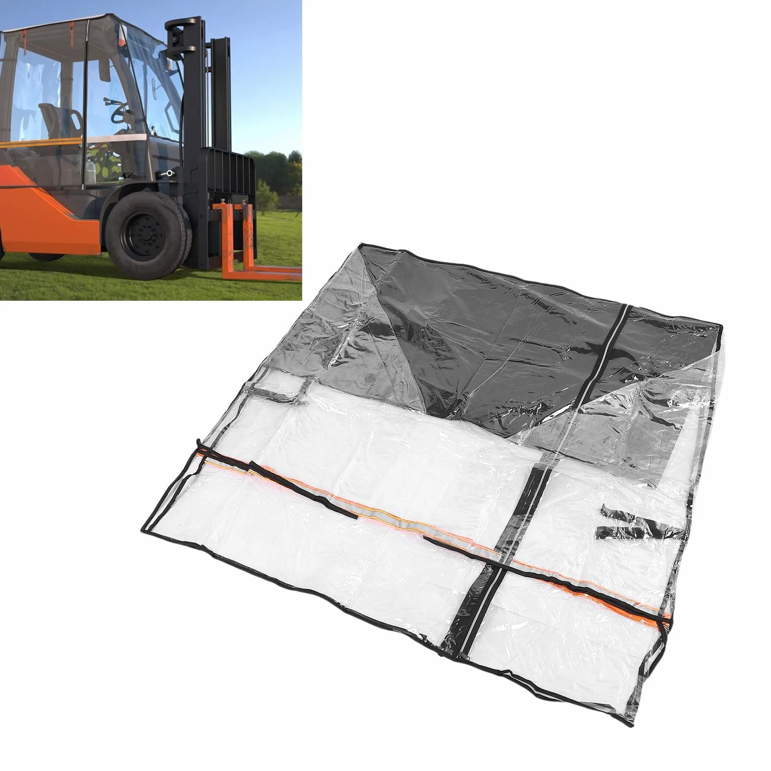 Jiawu Cubierta de Montacargas, Cubierta Transparente para Cabina de Carretilla Elevadora de Tipo Universal, Cobertura de Montacargas para Lluvia, Impermeable, Protección UV Todo Clima