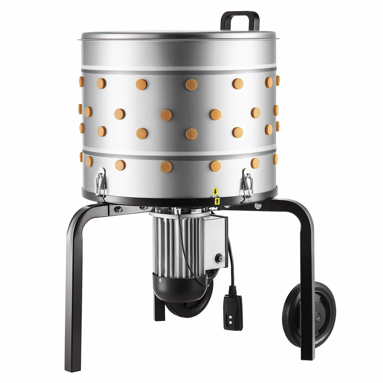 VEVOR Máquina Desplumadora de Pollos Eléctrica 900 W 230 RPM, Desplumador de Plumas Tambor de 50 cm de Acero Inoxidable con 98 Dedos Suaves y Ruedas de Transporte para Procesar 2 Pollitos a la Vez