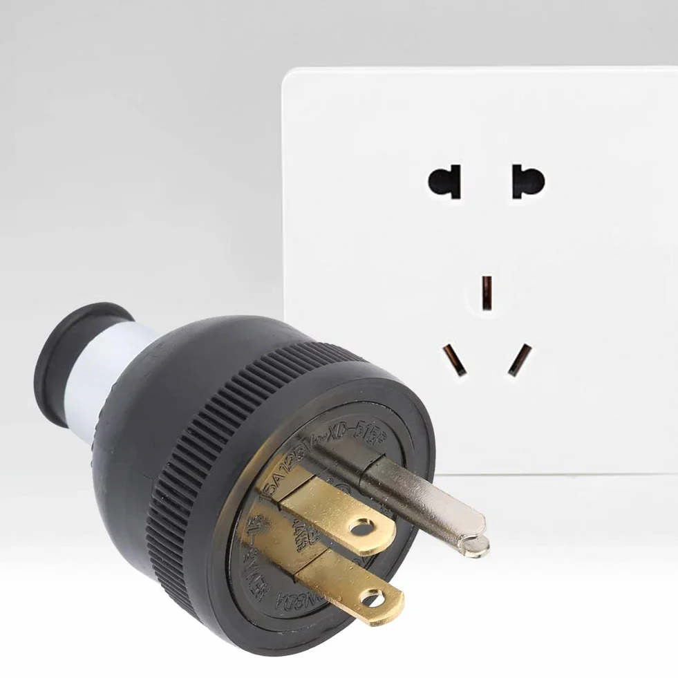 Enchufe de Hoja Recta NEMA 5-15P 15A 125V 2 polos Enchufe de Alimentación de EE. UU. Conector Macho 50-60 (HZ)