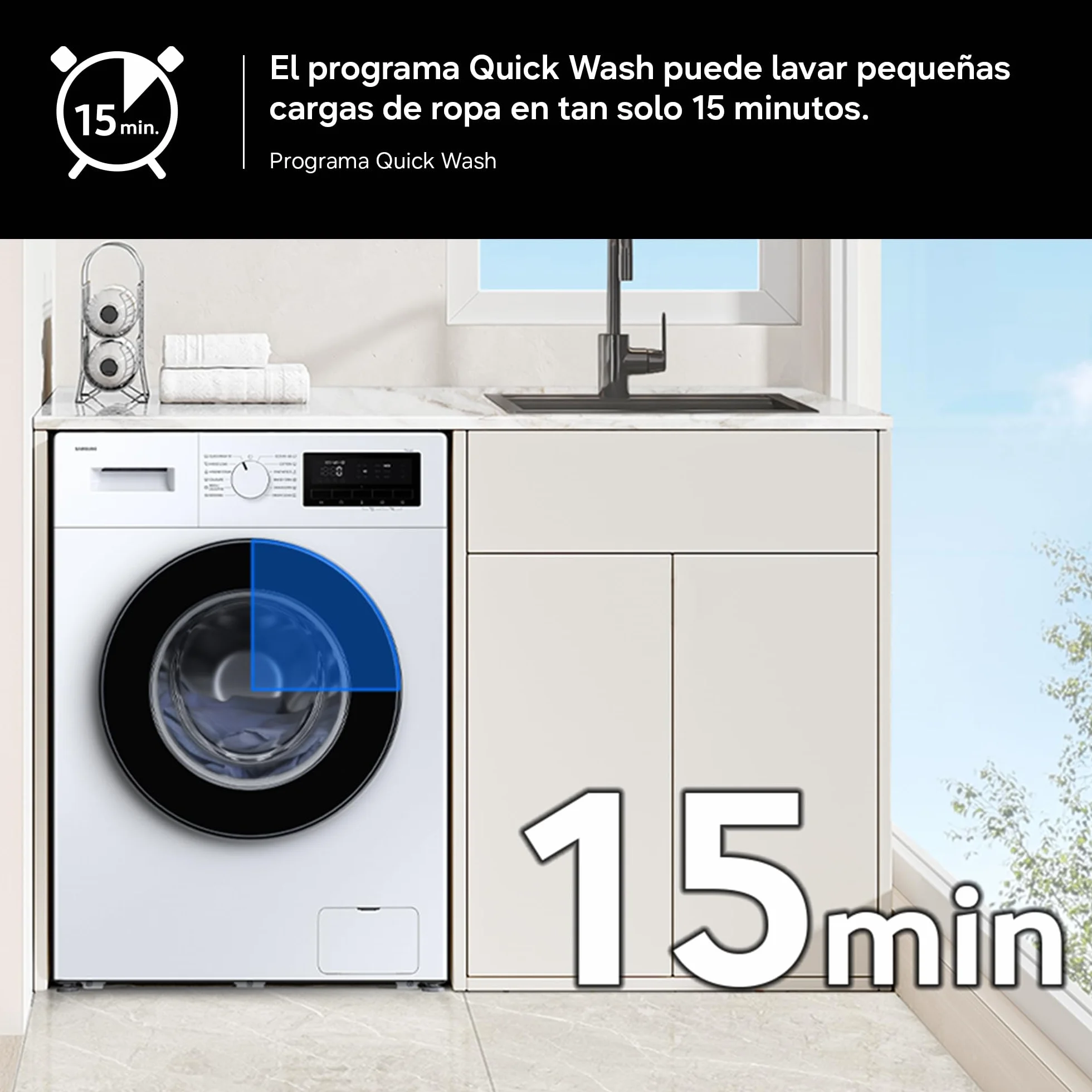 SAMSUNG WW90CGC04DTEEC Lavadora 9KG AI EcoBubble SmartThings Inteligencia Artificial Clase A Blanco
