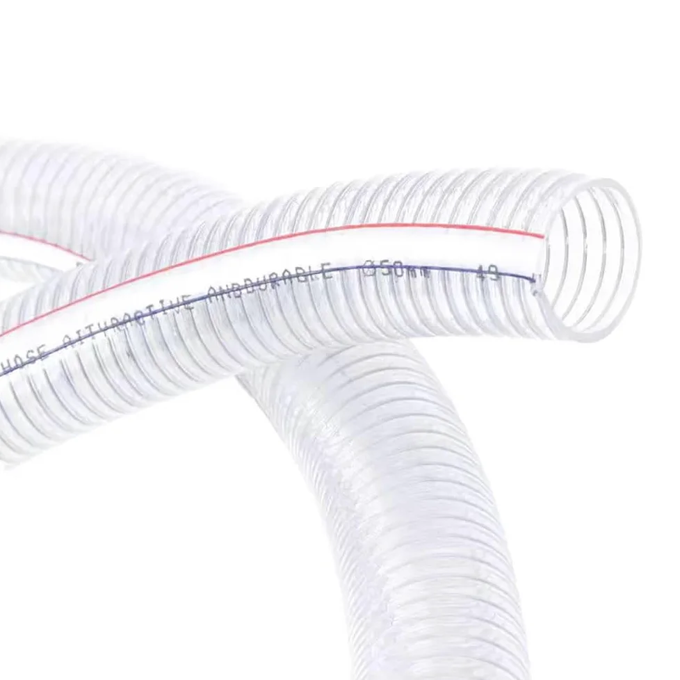 Manguera PVC Transparente Armada 1M, Tubo Plástico Flexible con Espiral Acero Inoxidable, Resistente a Intemperies para Transferencia Agua, Aspiración Aceite & Líneas Vacío(ID 42mm)