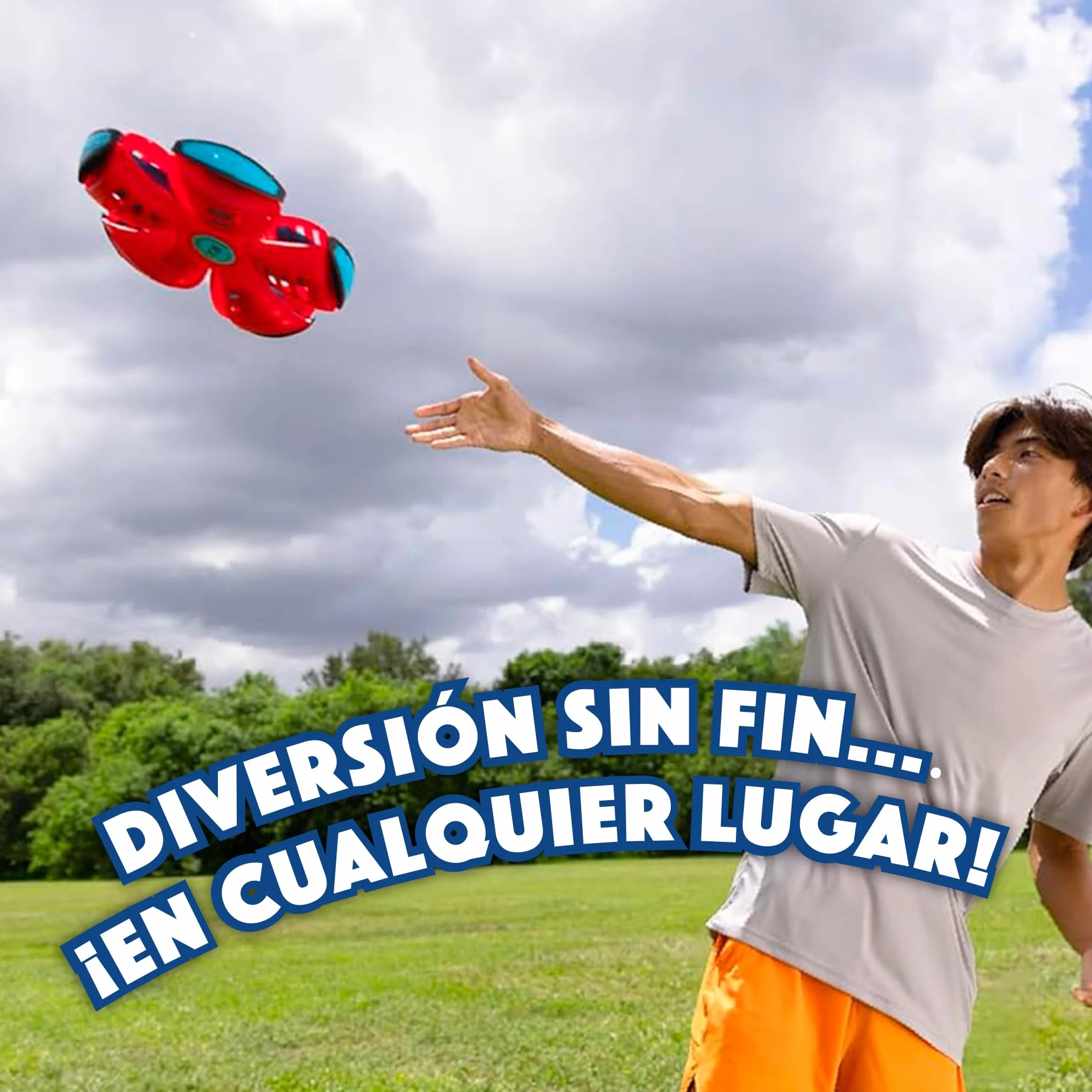 Bizak Phlat Ball Color Azul, Disco y Pelota 2 en 1 Aplastable y Portátil, Juguete Activo para Exterior, Niños Desde 5 Años