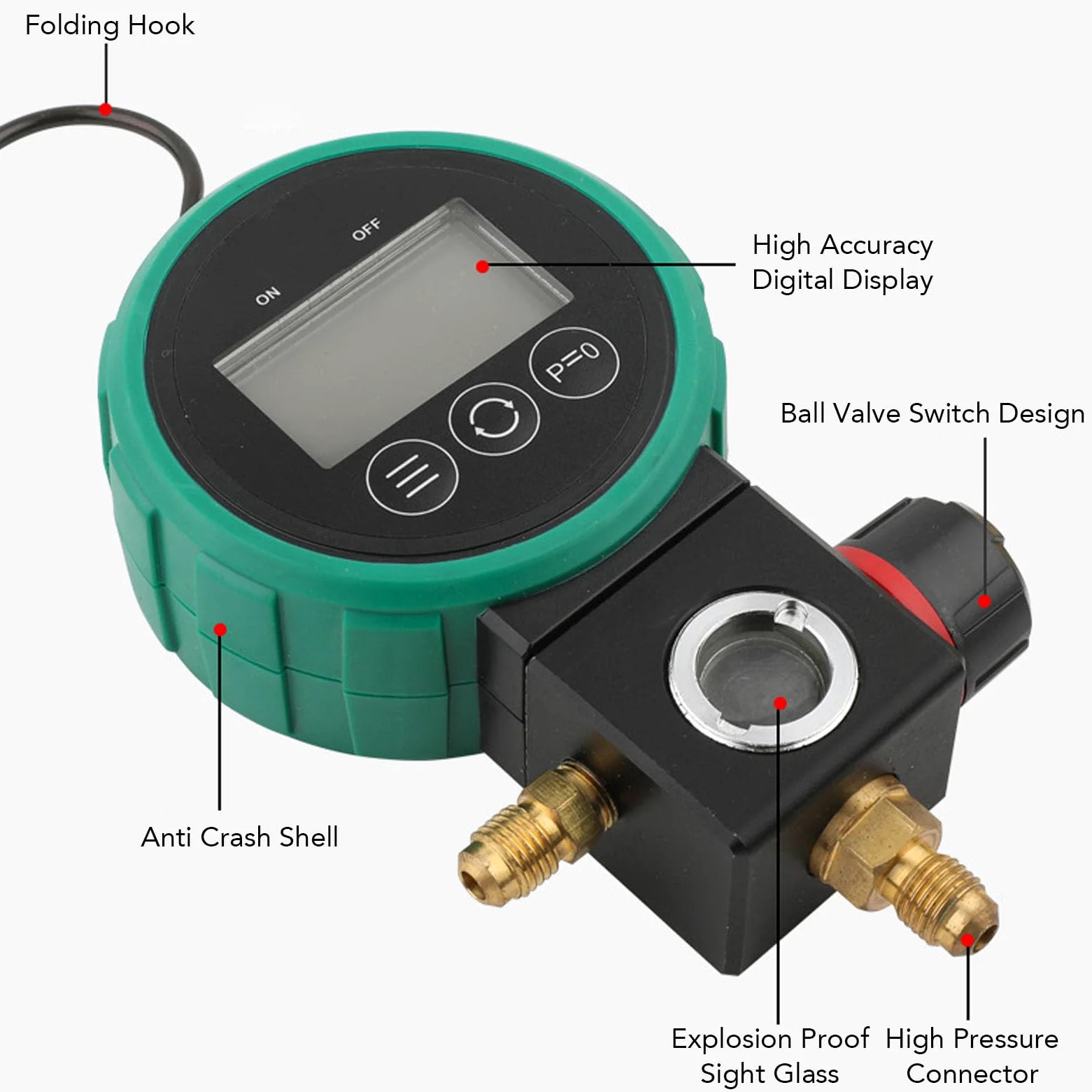 Presión Digital HVAC Manómetro Digital HVAC - Sensor de Alta Precisión para Medición Confiable de Presión con Manipulación Rápida de Válvula - Eficiencia Energética - Multifuncional