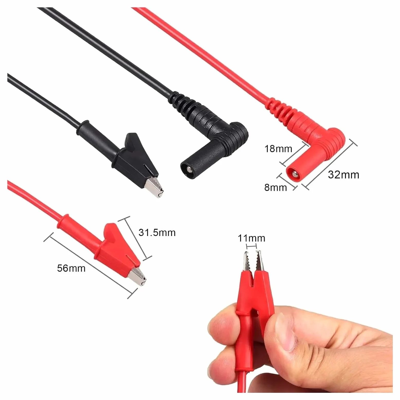 Cable suave de prueba de clip de banana a cocodrilo para multímetro