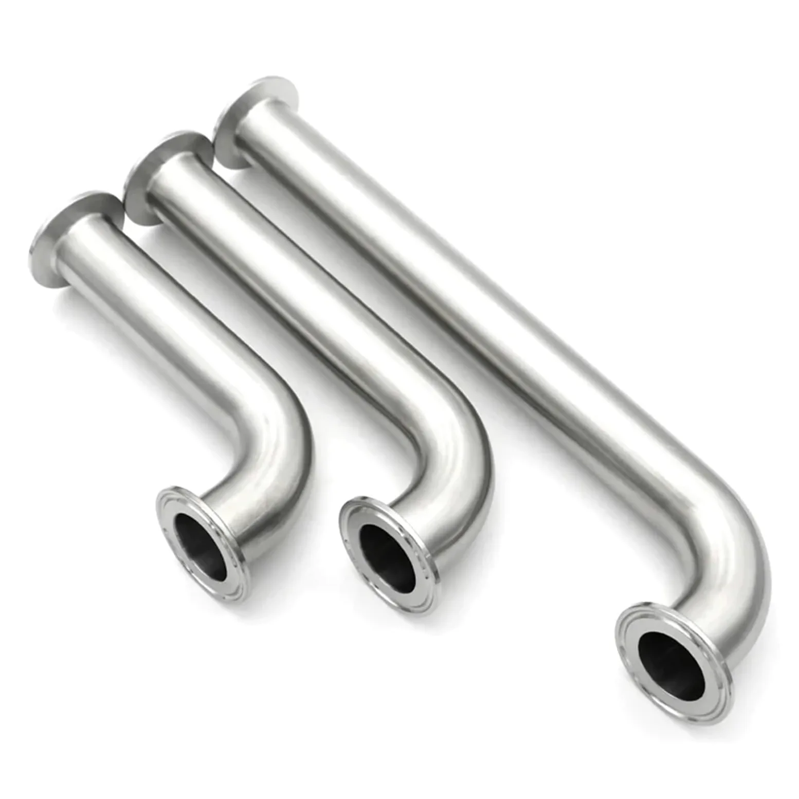Codo de 90 Grados de Acero Inoxidable 304, Abrazadera Triple, extensión Larga, 25, 38 y 51 mm, Accesorio for tubería de 1", 1,25", 1,5" y 2"(OD38x50.5 L457mm)