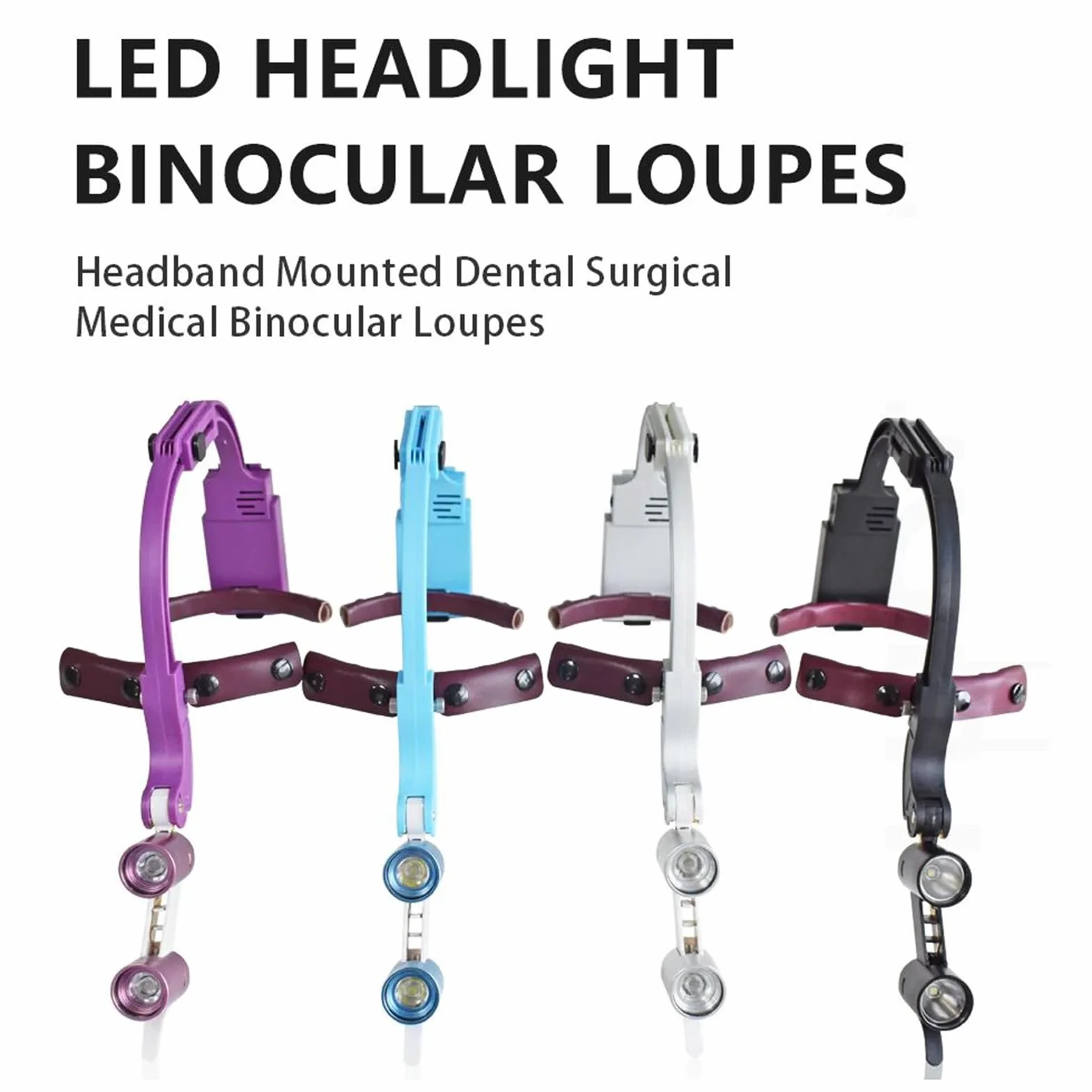 Lupa quirúrgica dental binocular con faro LED 2.5X 3.5X montada en diadema