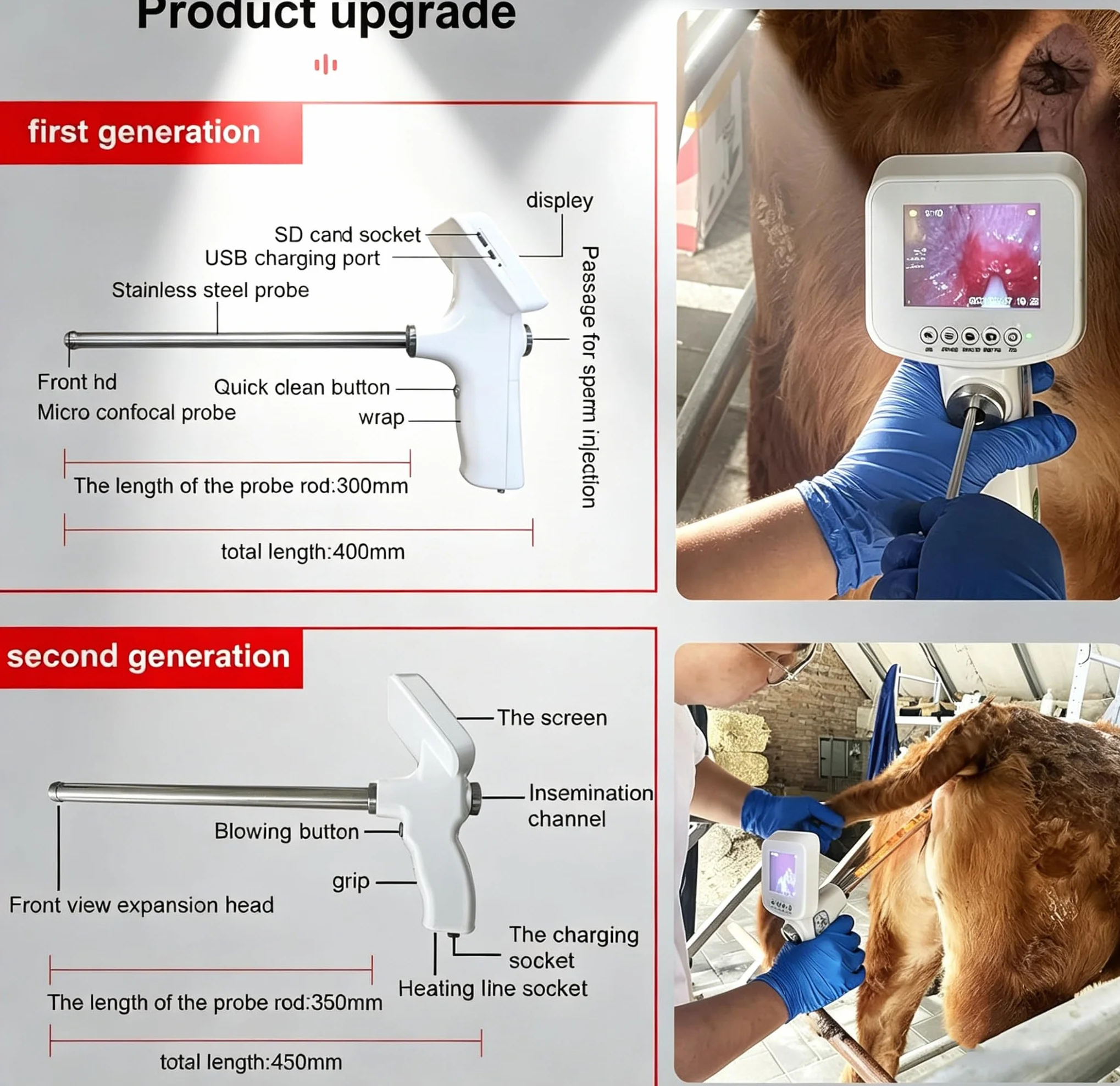 Pistola De Inseminación Artificial, Pistola De Inseminación Profesional con Pantalla LCD, Kit De Inseminación Artificial para Ganado - Herramientas De Cría De Ganado