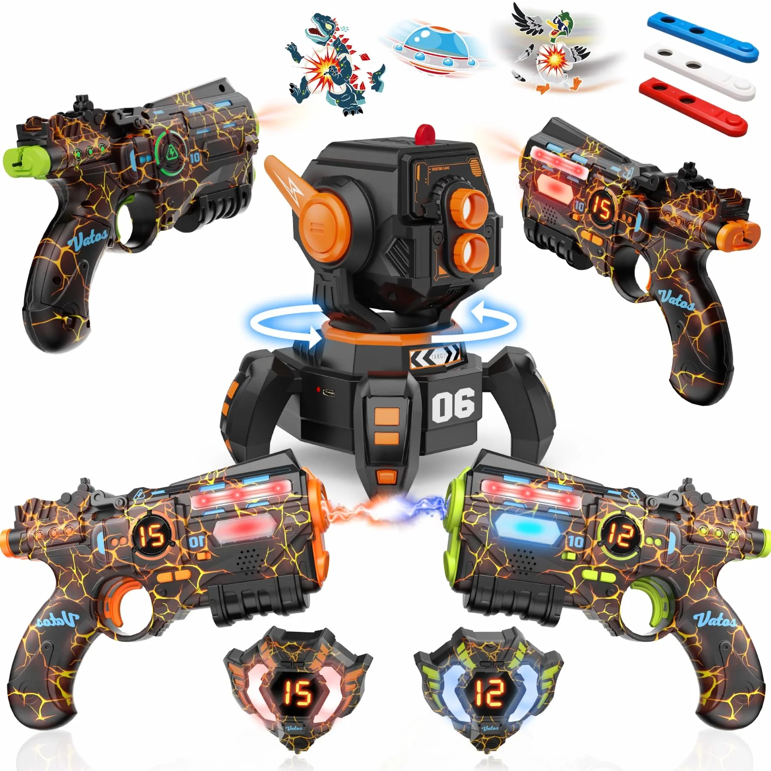 VATOS Juego Recargable Láser Tag Infrarrojo Pistola Juguete 2 Jugadores Pantalla LED Digital Puntuación 2,4 GHz