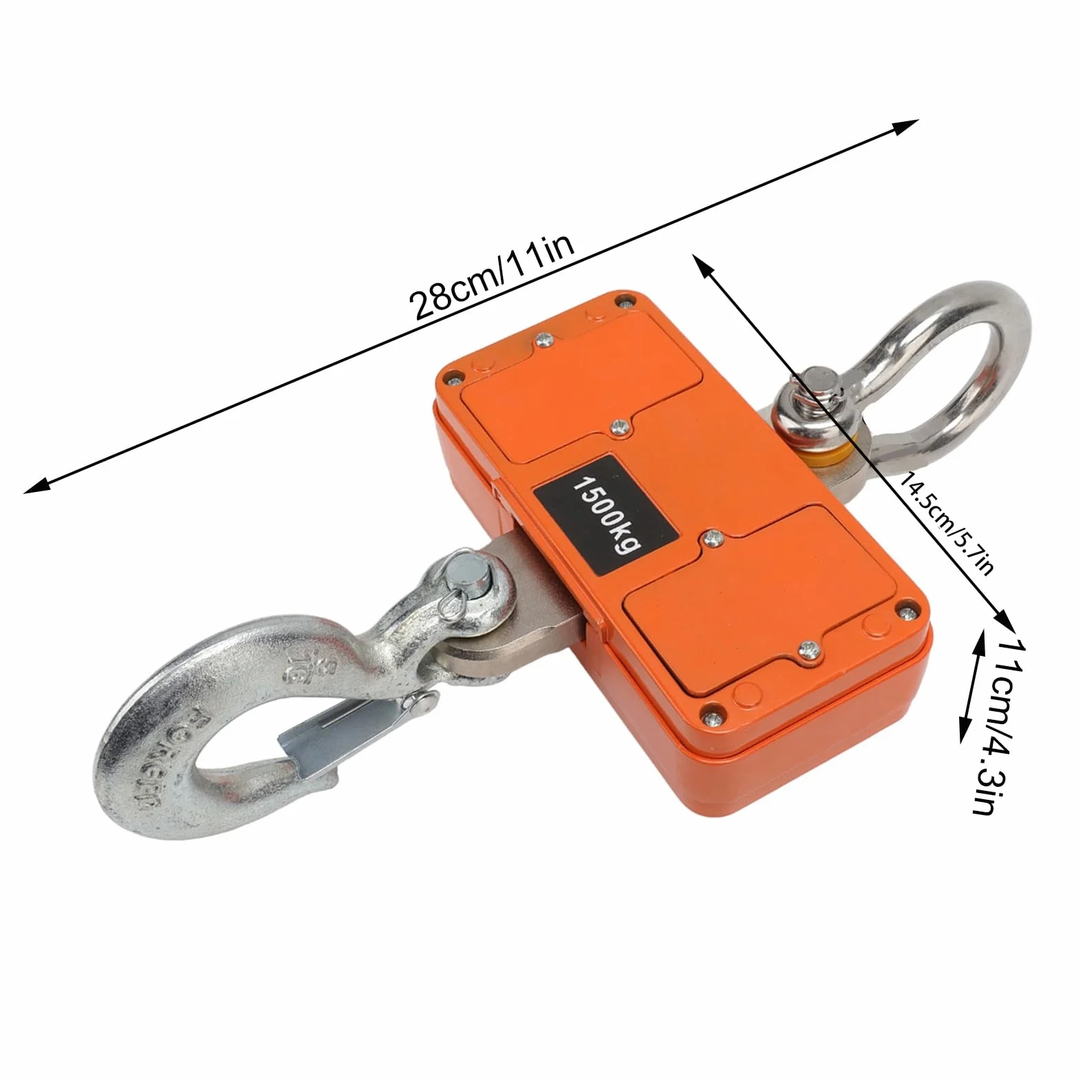 Báscula de Grúa Digital, Báscula Colgante Industrial de Servicio de 1500 Kg y 3000 Lb, con Pantalla LED de Control Remoto, Rango de Control Remoto de 20 M, para Medir el Peso