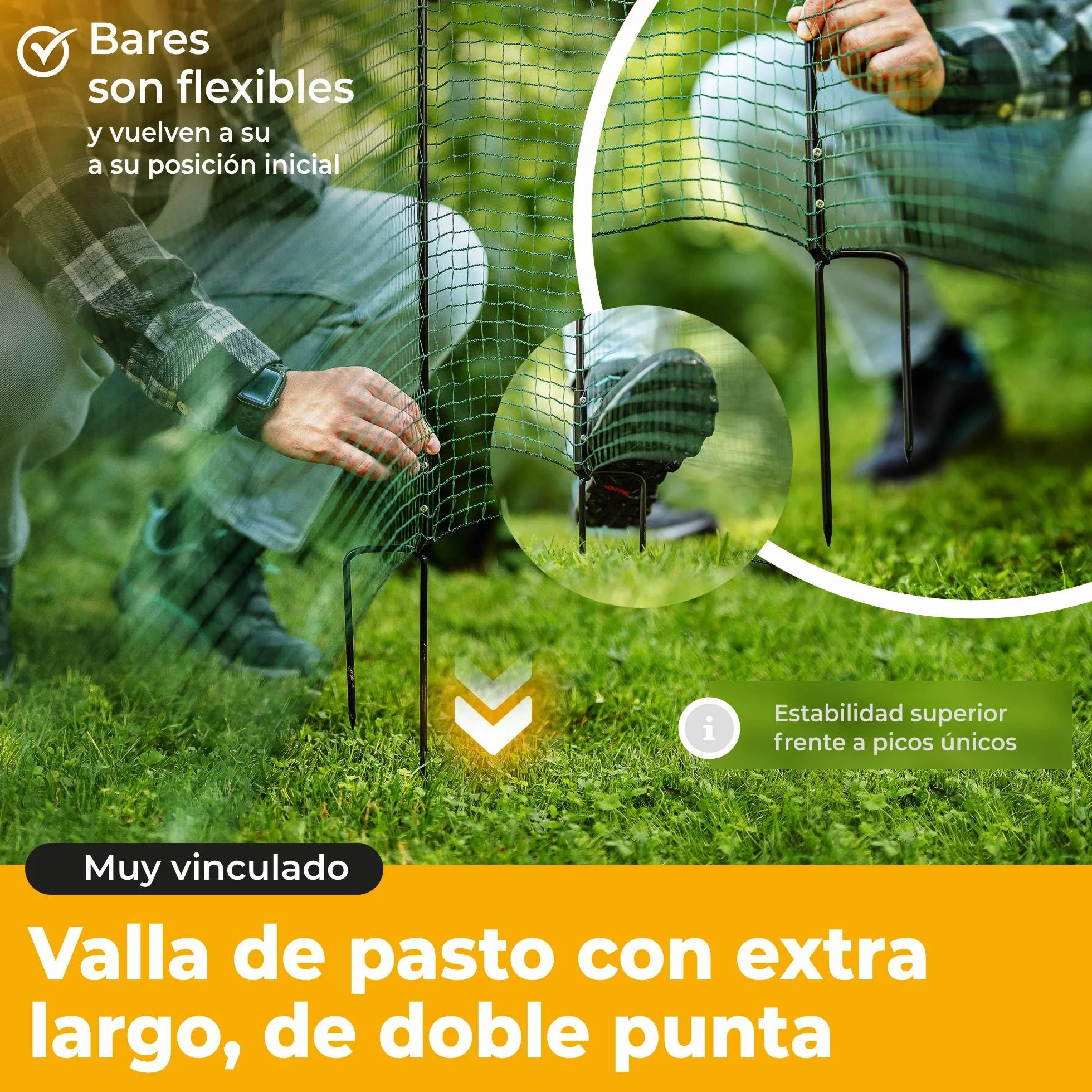 NATURIZ® Valla de perros y pollos en 15m / 20m / 25m x 90cm - malla plastico jardin, Extremadamente Estable, Sin Electricidad, Verde (25m)