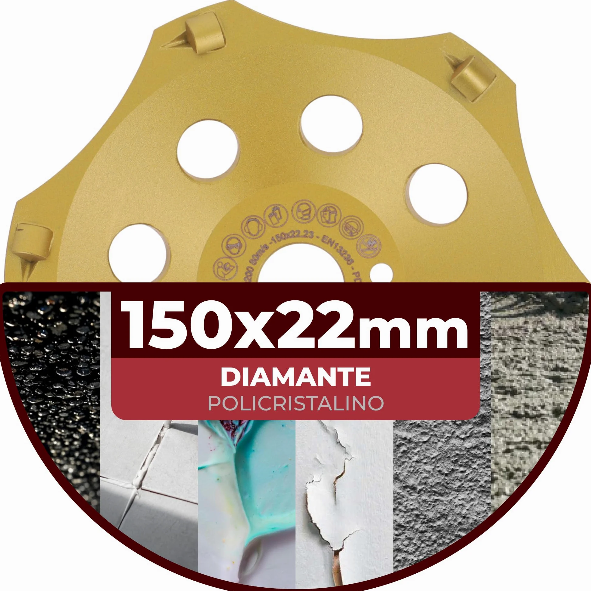 PRODIAMANT PKD - Muela de diamante de 150 mm para amoladora angular de hormigón, 6 segmentos para hormigón, pavimento y revestimientos adhesivos