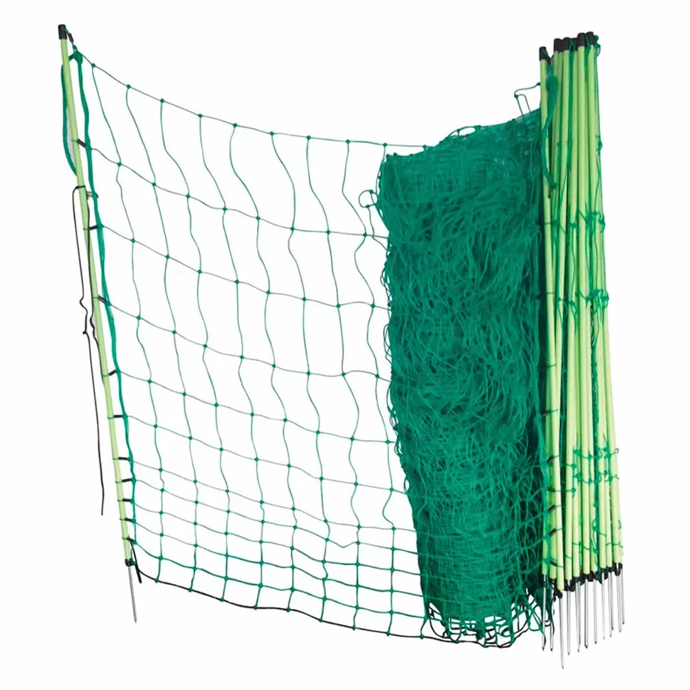 Malla para Gallinas y Otras Aves de Corral. Cercado de 50m de Longitud, 112cm de Altura y 15 Postes