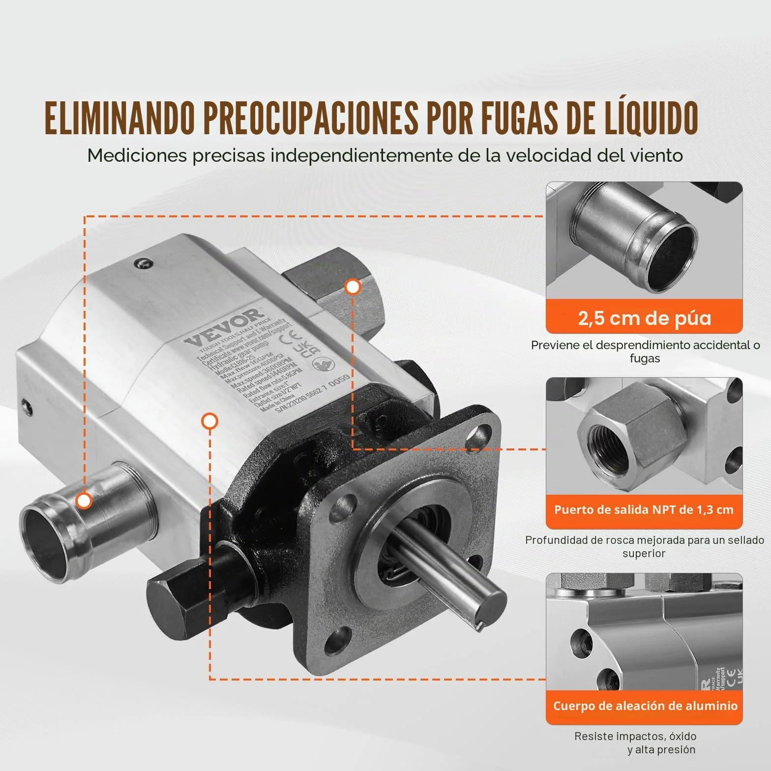 VEVOR - Kit de Bomba hidráulica para Troncos de 16 GPM, Bomba de Engranajes hidráulica de Aluminio de 2 etapas 4000 PSI con válvula de Entrada de 1 Pulgadas, Salida NPT 1/2 '' 3600 RPM, para Motor