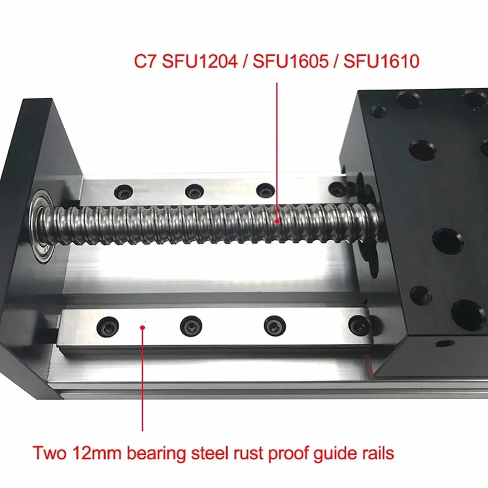 Mesa deslizante CNC MHTNC, recorrido de la plataforma del eje Z 100-800 mm, riel lineal 12, MGR12 SFU1204, kit actuador con tornillo bola(Option 1,Effective Stroke 150)
