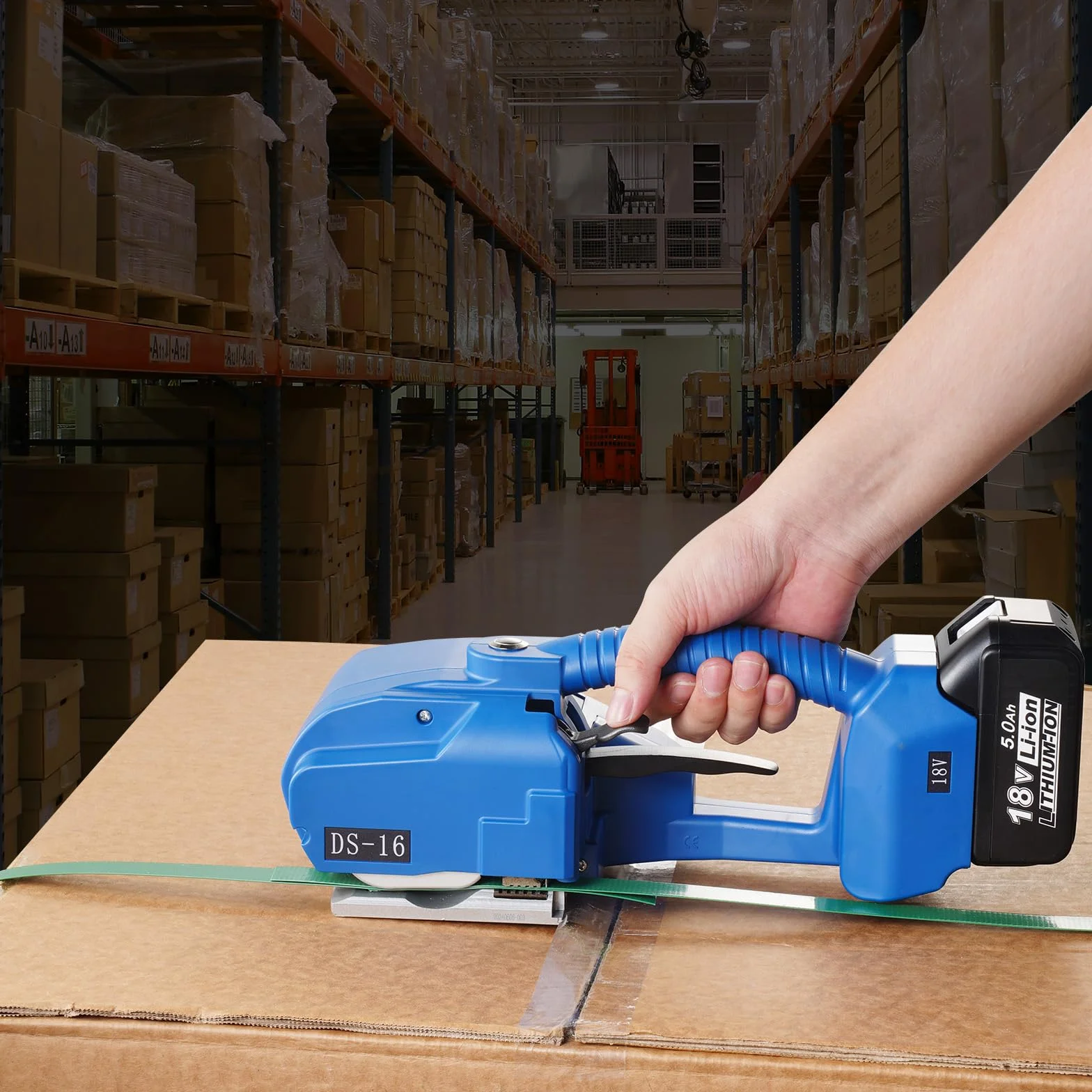 VEVOR Flejadora Eléctrica para Flejes PP PET de 0,89-1,6 cm Herramienta de Flejado Portátil con Pantalla Digital Flejadora Automática a Batería para Cajas de Embalaje de Palets