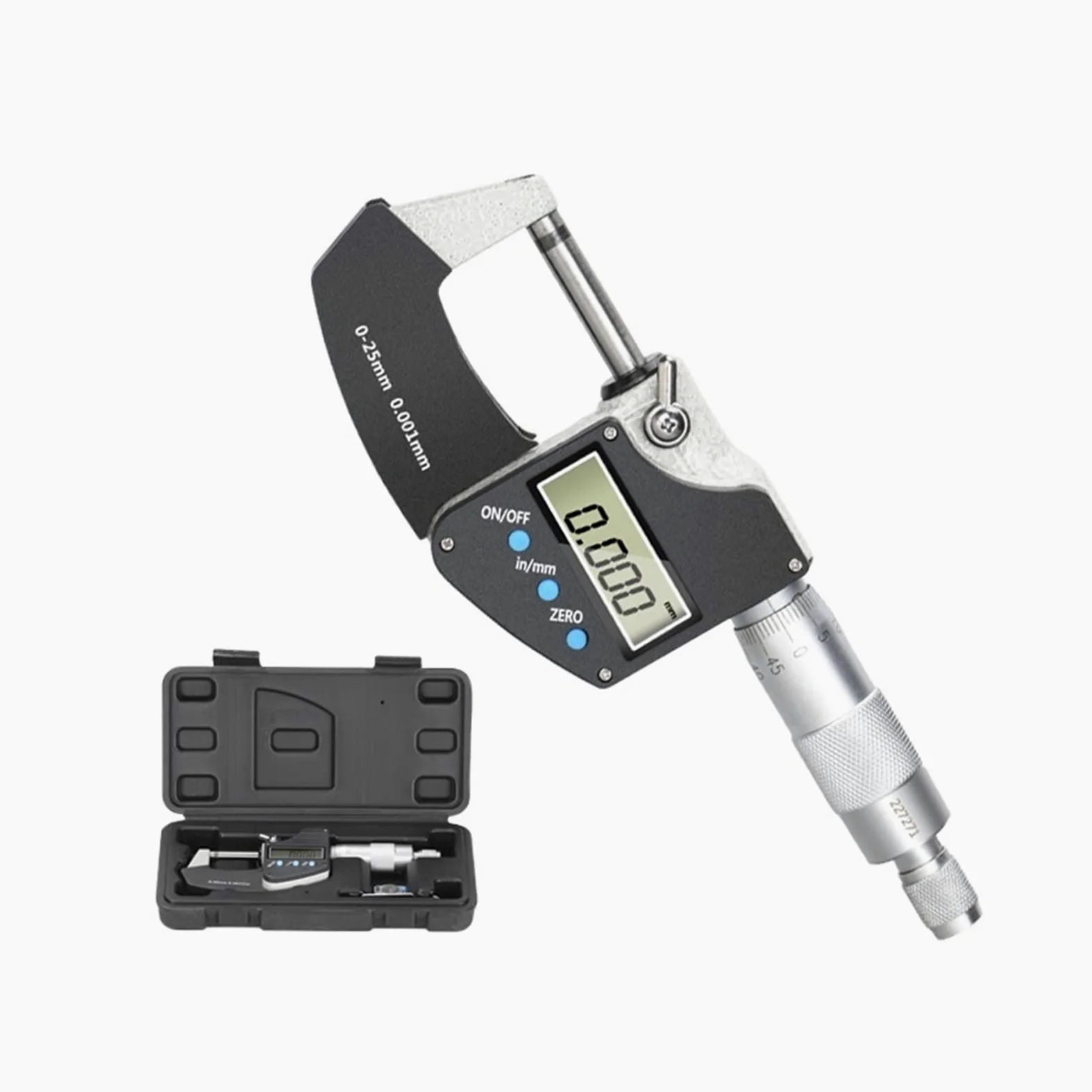 Calibrador digital de micrómetro 0.001mm 0-25/50/75 100mm Micrómetro exterior electrónico con LCD Herramientas medición calibre pantalla,Alta precisión(25-50mm)