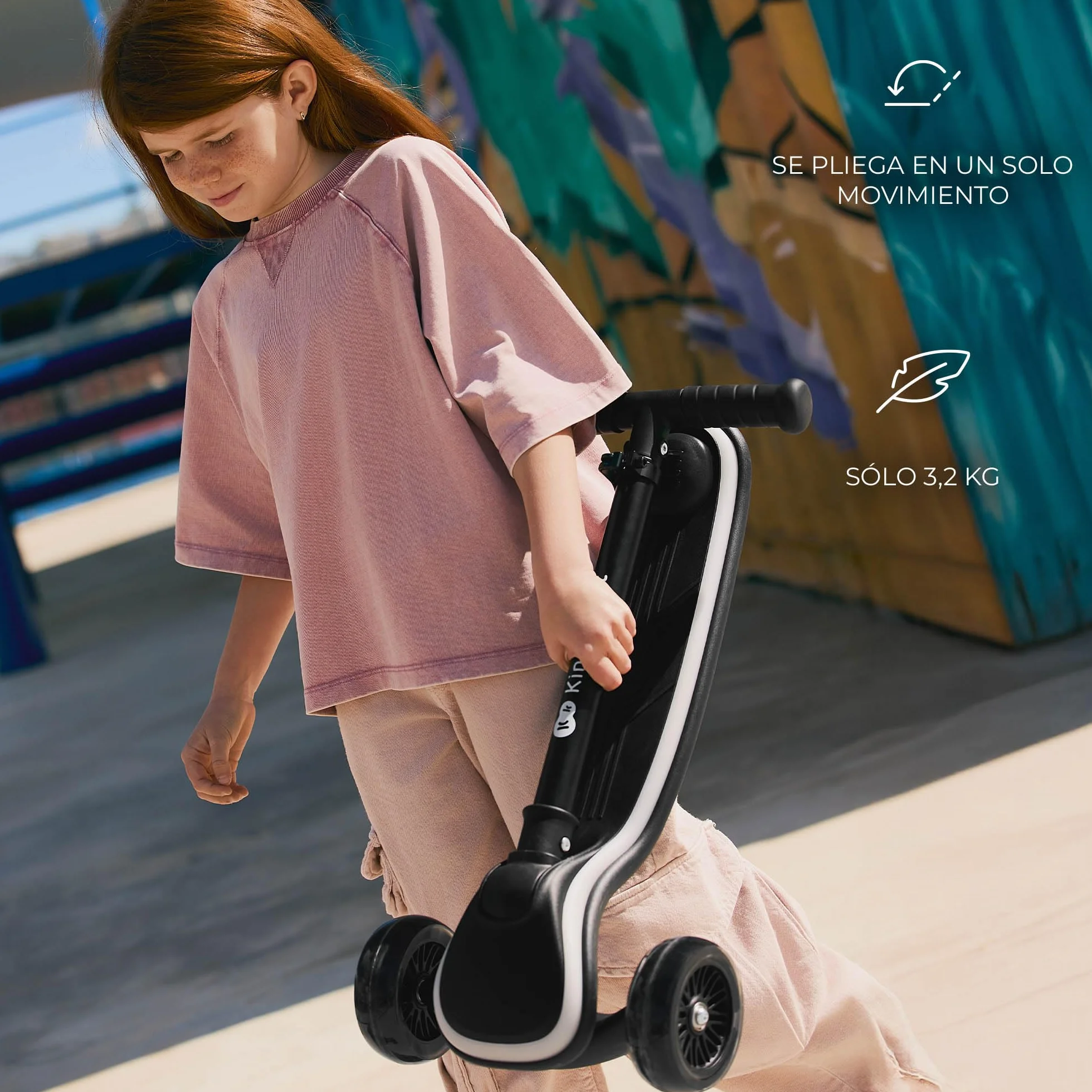 Kinderkraft RAKET Patinete para niños 1 año 50 kg Ruedas LED Manillar Regulable Altura Negro