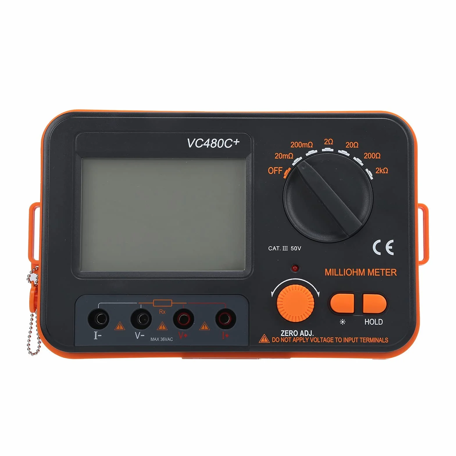 Megóhmetro Digital VC480C 0.01mΩ-2kΩ Probador de Resistencia CC Milliohmímetro de 6 Engranajes Medición de 4 Cables Megohm Meter