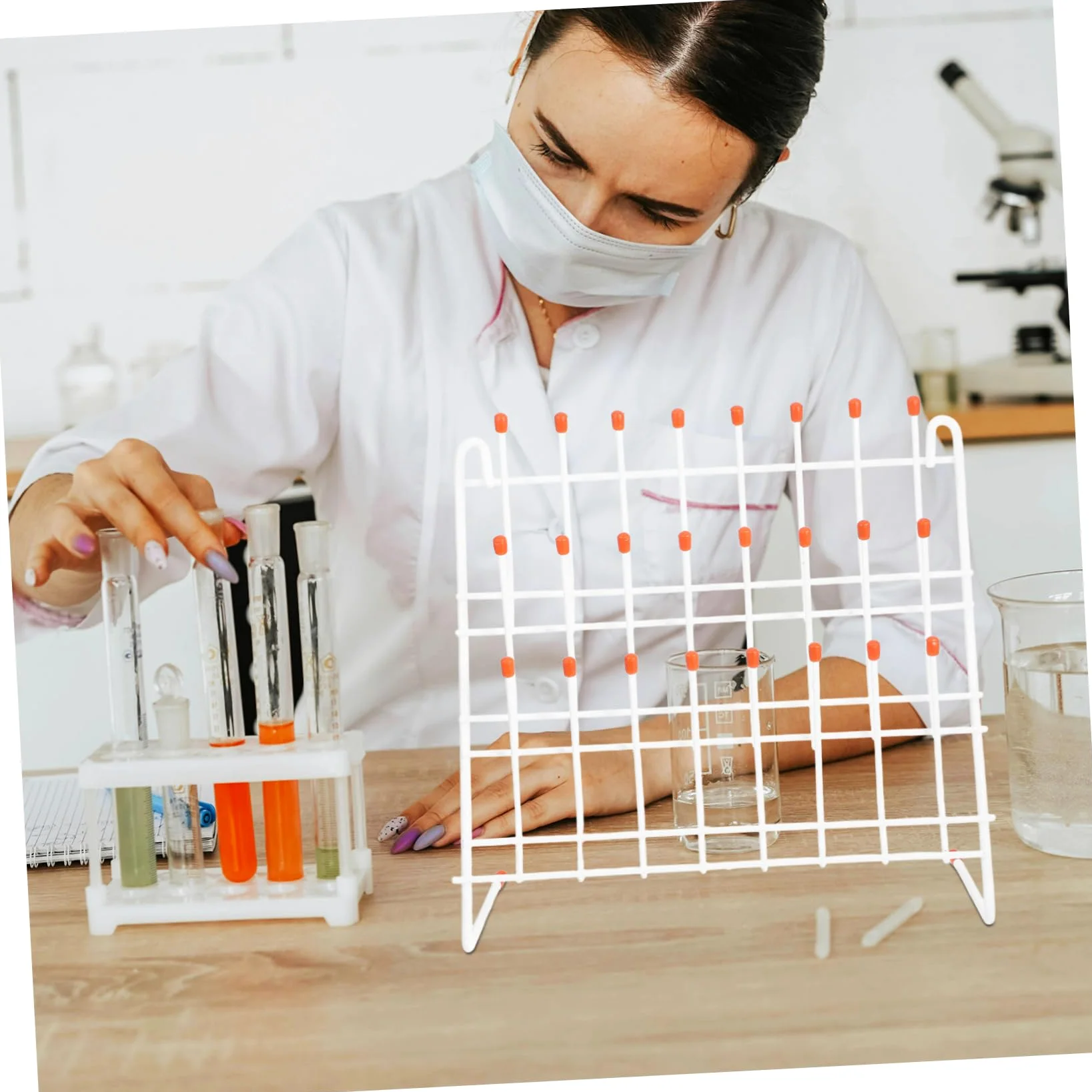 Ciieeo Rejilla de Drenaje Soporte Ligero de Hierro Blanco, Fácil de Transportar y Almacenar para Tubos de Ensayo y Vasos de Laboratorio para Trabajo en Laboratorio