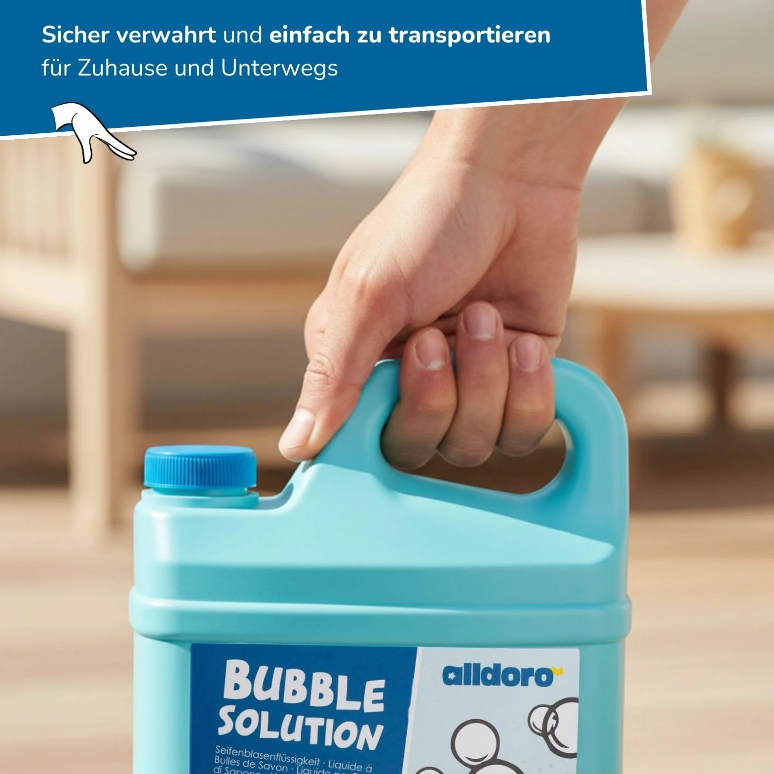 Alldoro 60656 Bubble Fun líquido pompas jabón 1200 ml Agua jabonosa Suministro XL 1,2 litros Recambio