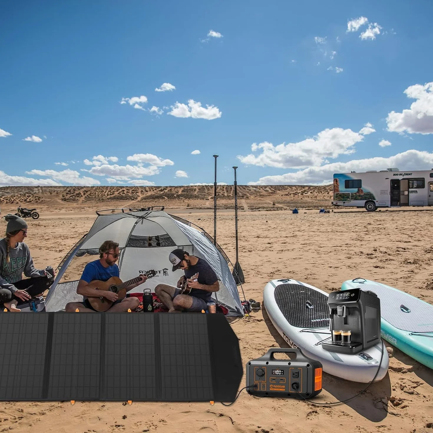 FlexSolar Cargadores de panel solar plegables de 120W 20-28V DC de salida, IP65 impermeable - Módulos solares de emergencia para camping, autocaravanas y hogar - Compatible con estaciones de energía