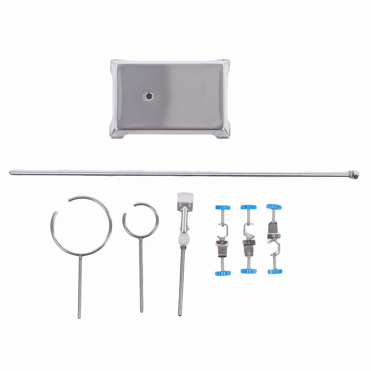 Juego de Soporte de Laboratorio de Acero Inoxidable con Base Acolchada, Abrazadera para Matraz, Abrazaderas para Bureta para Experimentos de Filtración y Calentamiento de