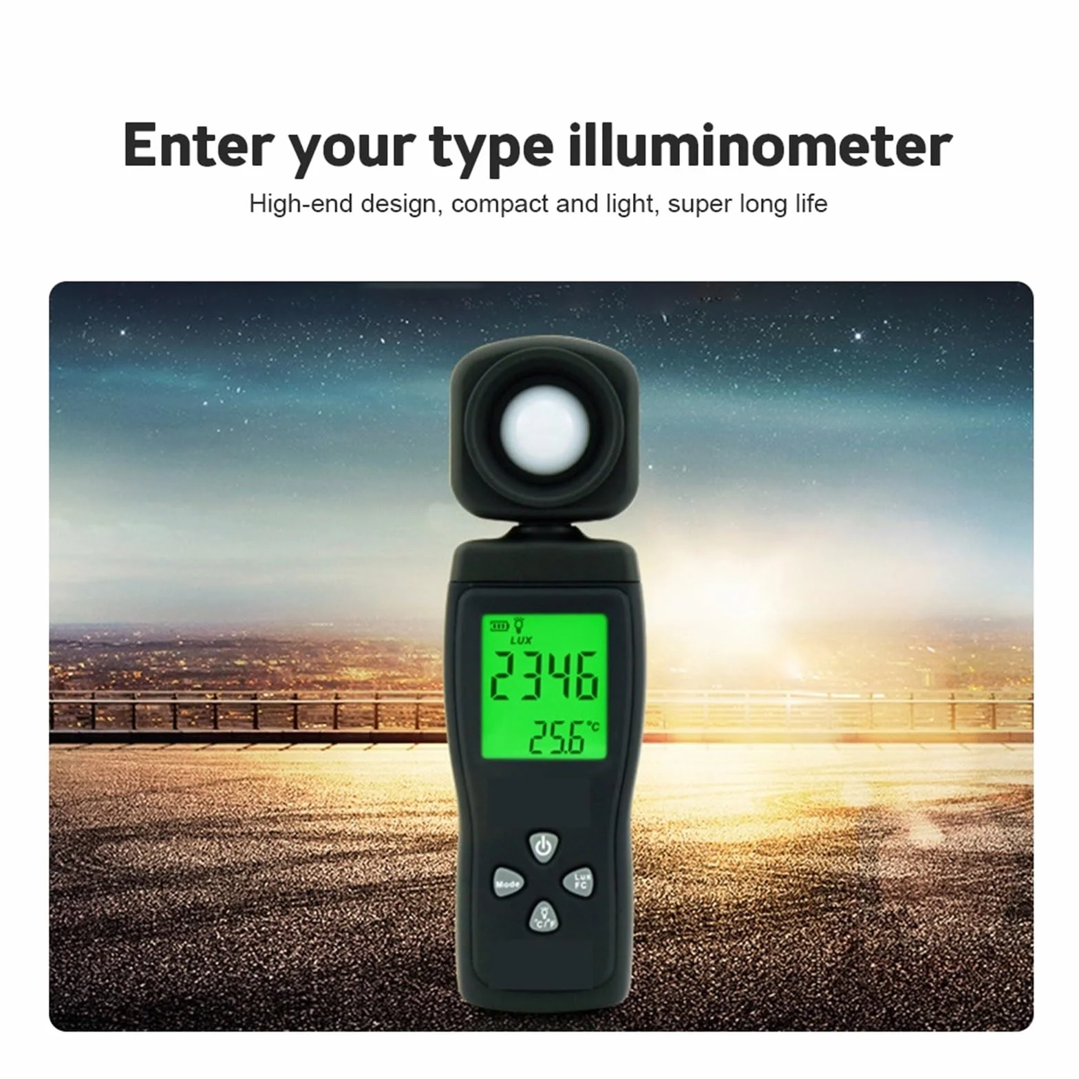 Medidor de índice UV Luxómetro digital portátil 1-200000 lux fotómetro radiómetro UV