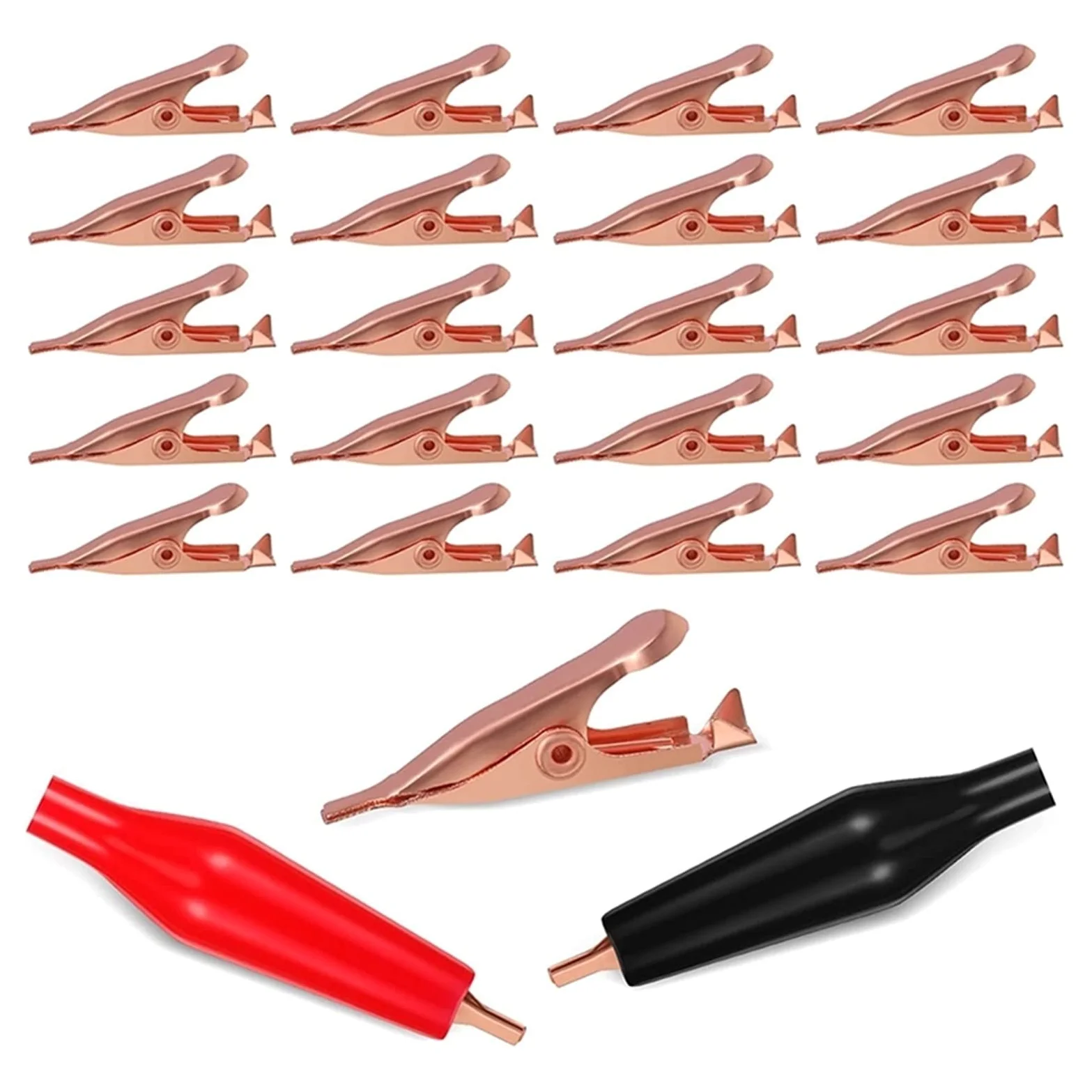 20 Mini Pinzas de Prueba de cocodrilo sin Dientes, Pinzas eléctricas de Cobre sólido, 5 amperios con Cubierta Aislante Protectora for Soldadura