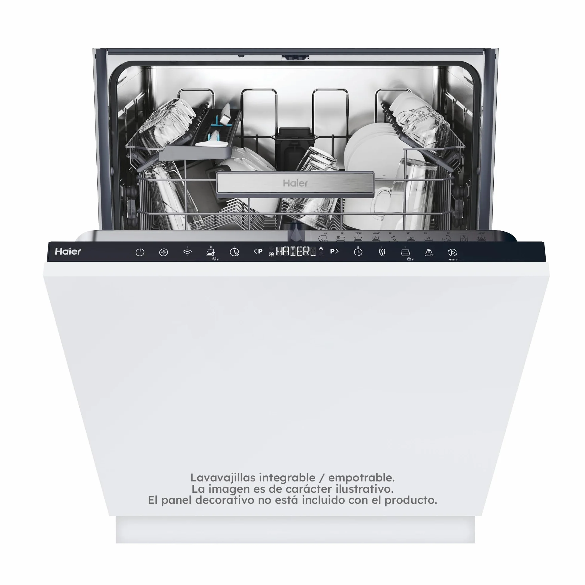 Haier Lavavajillas Integrable 60 cm 14 Servicios Washlens Plus Clase C 44 dB WiFi hOn Motor Inverter ABT Antibacterias 10 Programas Smart AI AquaStop Apertura Automática