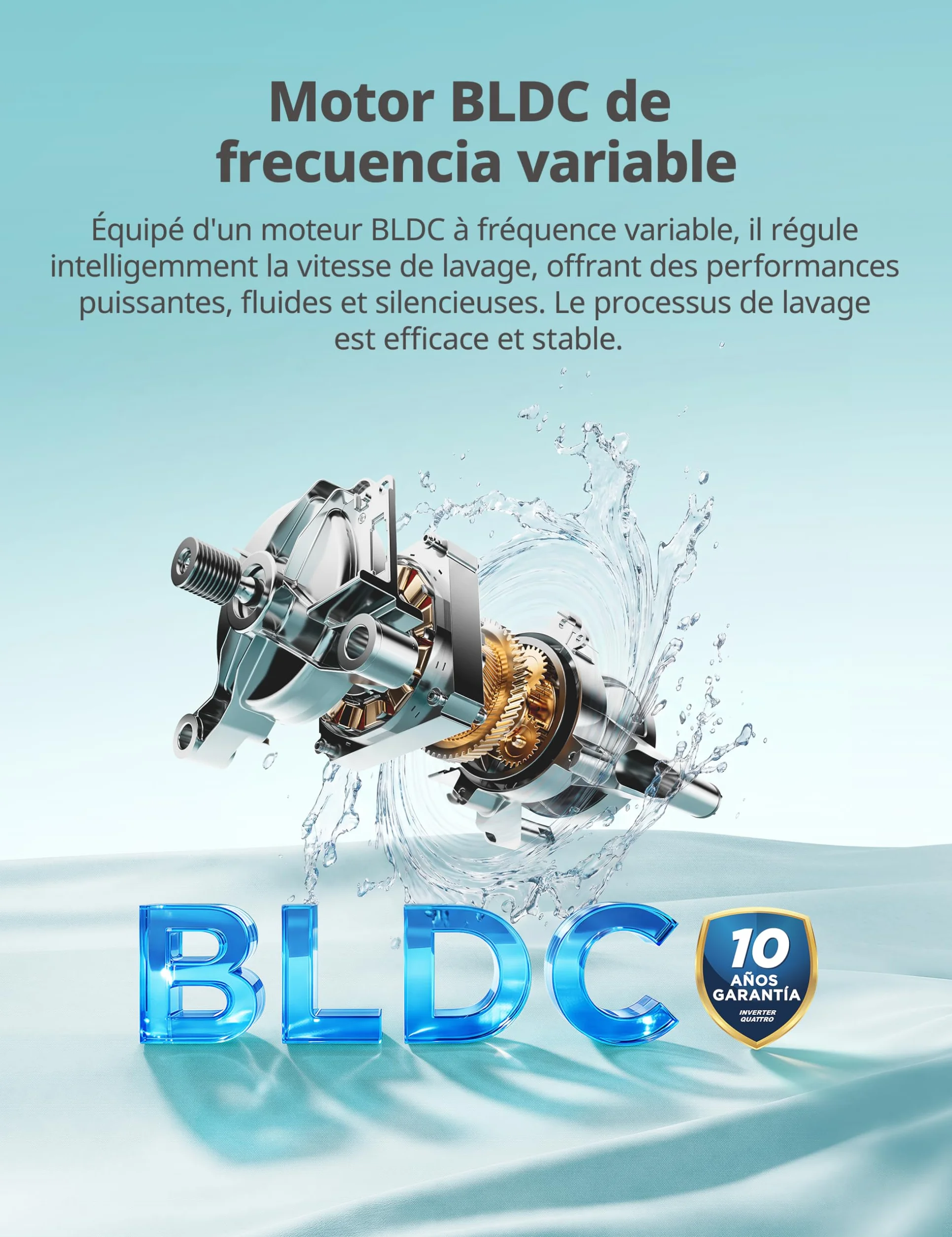 COMFEE' Lavadora 10kg 1400 RPM Clase A-30% 14 programas Control remoto