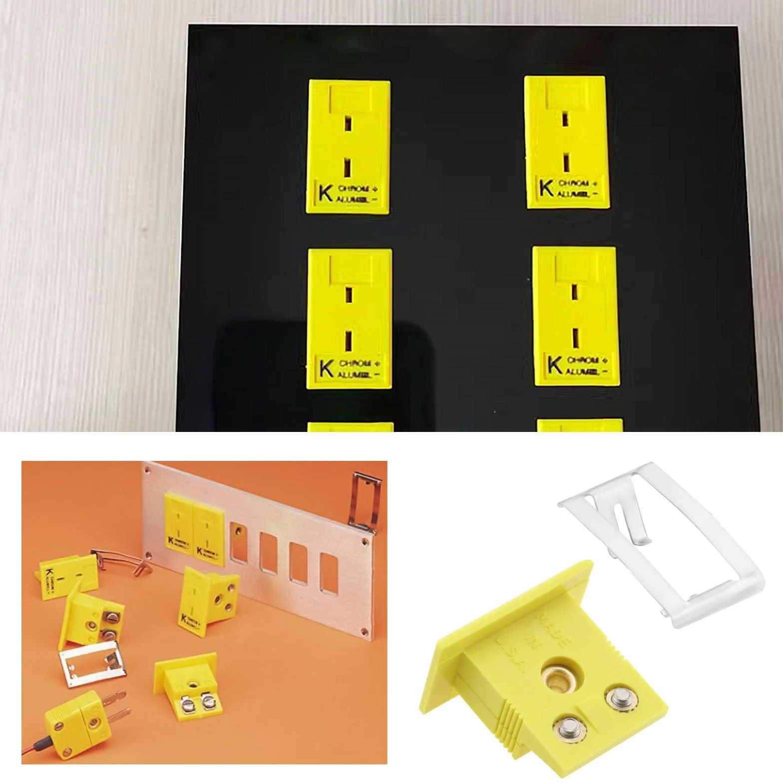 OTOTEC Tipo K Termopar Conectores de Cable 4 Juegos con Panel Mini Enchufe Amarillo 21x24x14 mm MPJ-K-F