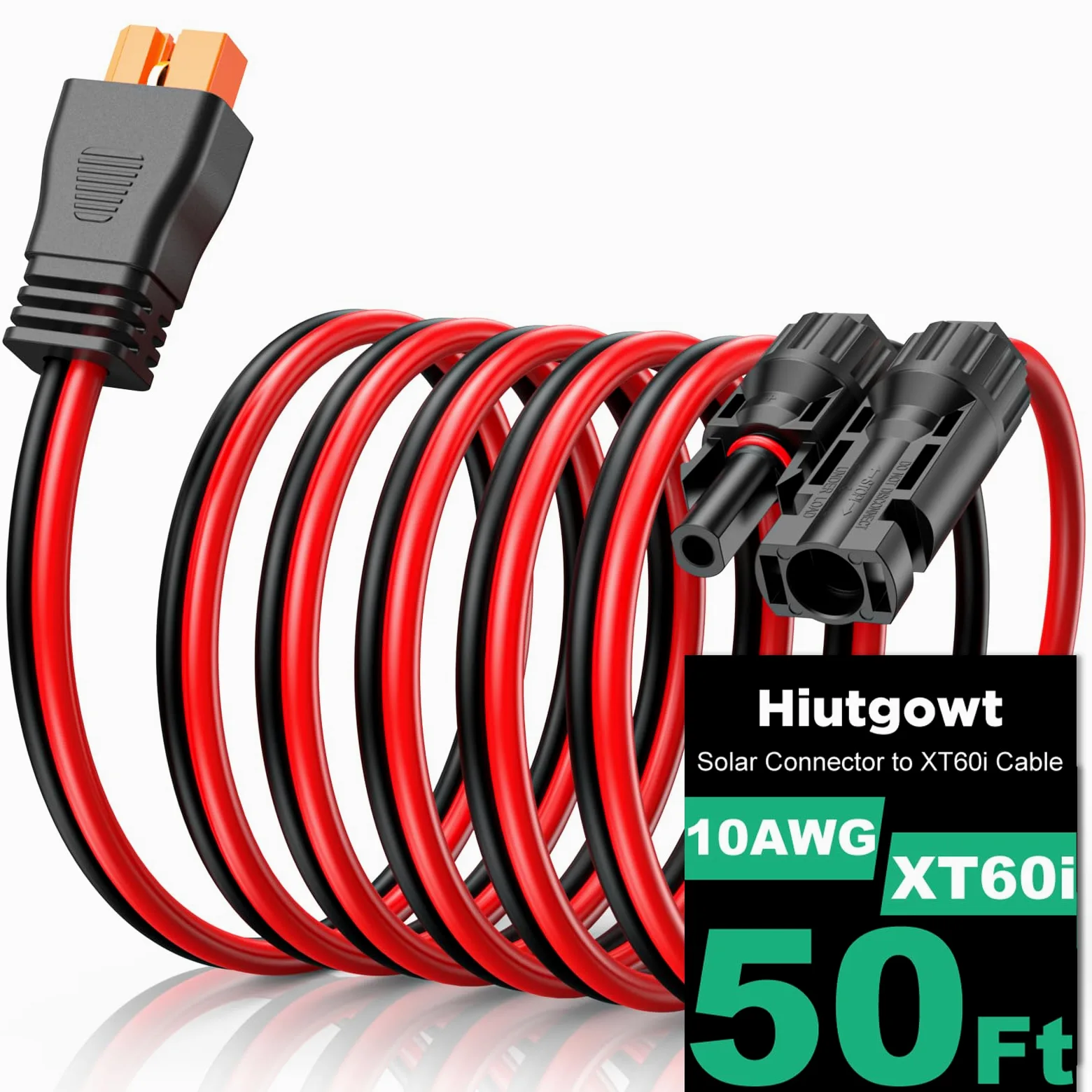 Oududianzi - Cable solar XT60i de 10 AWG de 50 pies, cable XT60i a conector solar, conector de panel solar a cable de extensión XT60i, cable de carga solar XT60i para estación de energía portátil, 50