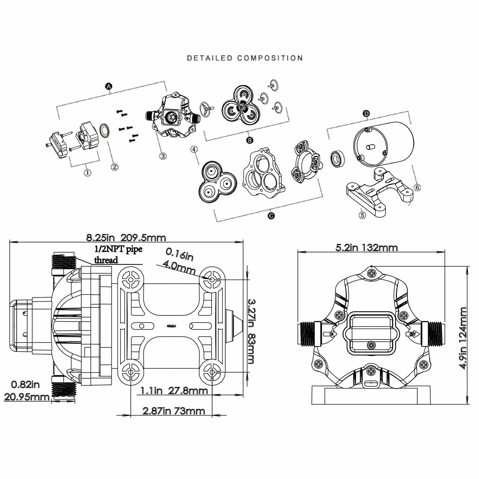 Akozón Bomba de Diafragma de Agua 220V 11.3LPM 50PSI Autocebante