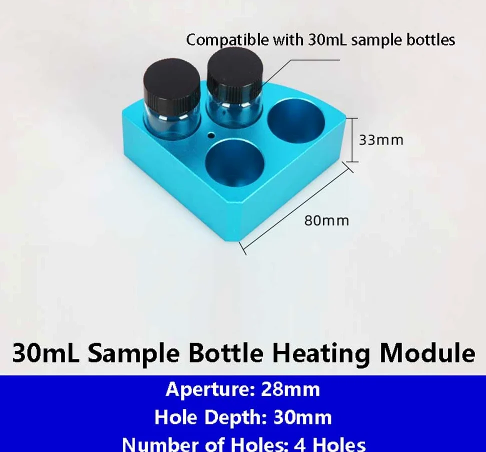Bloque calefactor de baño seco de aluminio for botellas de muestras de laboratorio: módulo de calentamiento rápido con resistencia a altas temperaturas(30mL)