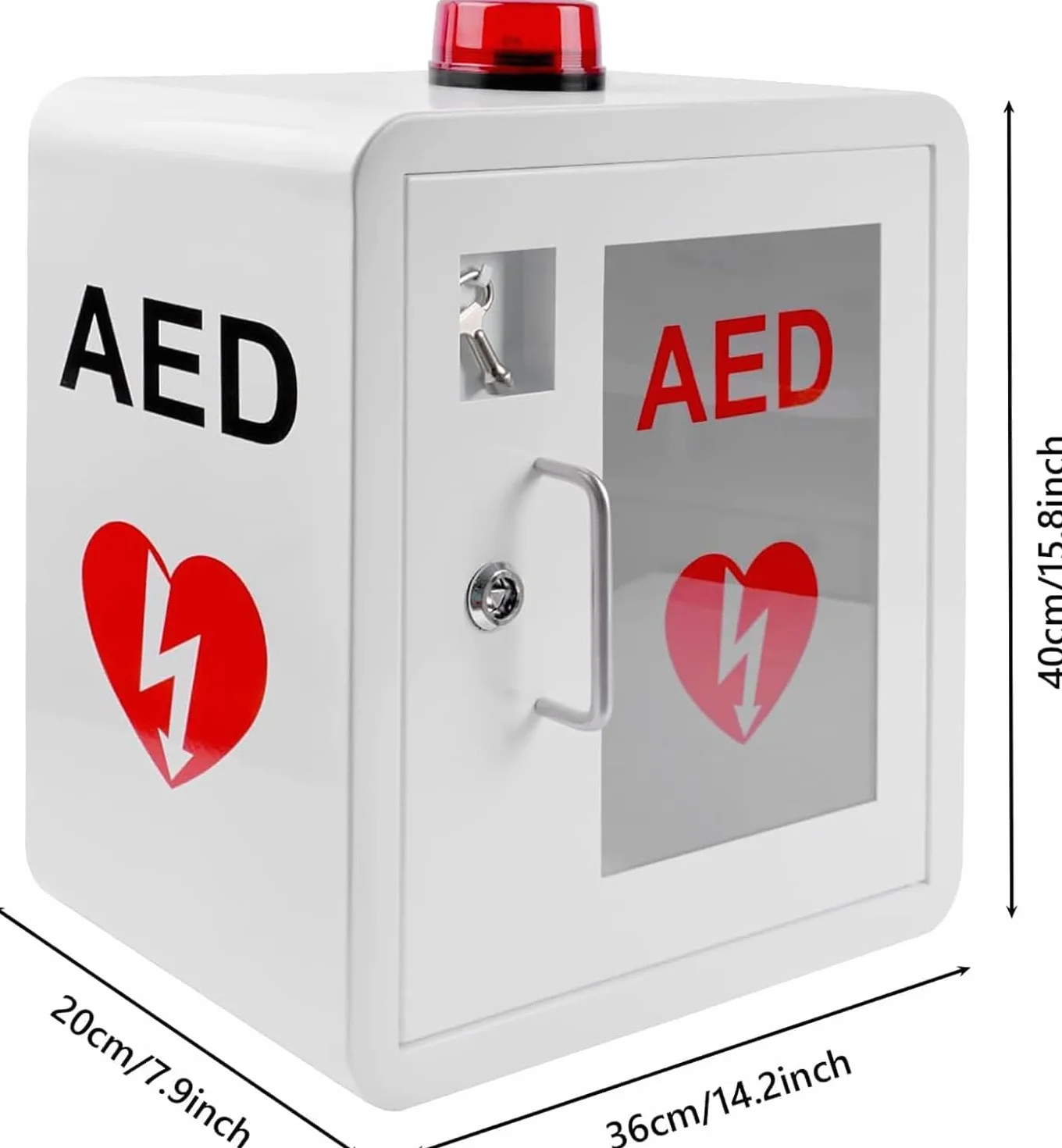 Gabinete DEA, gabinete de almacenamiento montado en la pared for desfibrilador DEA, con alarma y luz estroboscópica de emergencia, diseño de esquina redondeada, se adapta a todas las ciencias cardíaca