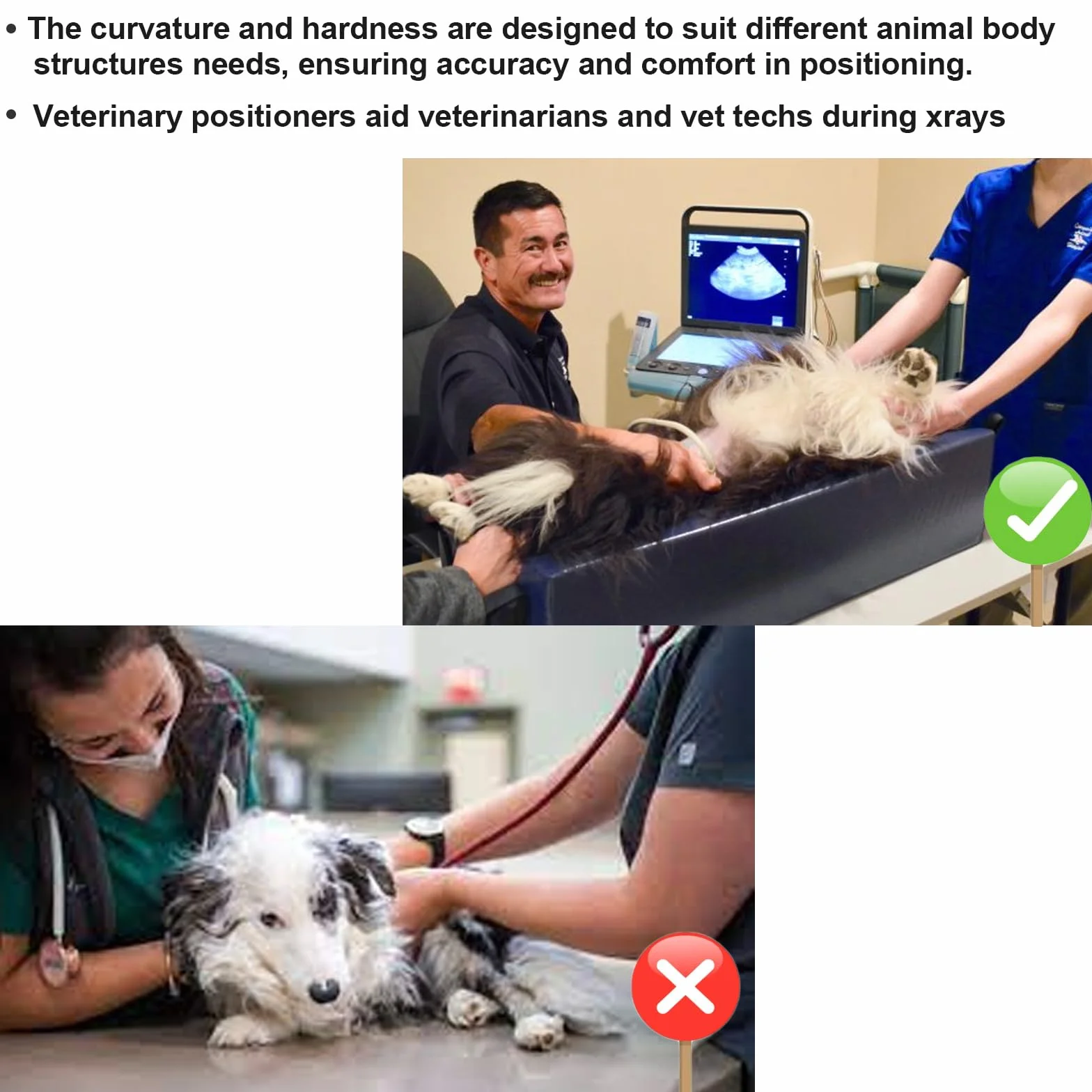 Posicionador de ultrasonido para mascotas – Cuña inmovilizador de rayos X veterinaria, comederos en forma de V, suministros de diagnóstico abdominal para gatos y perros (largo x ancho x 9 pulgadas de