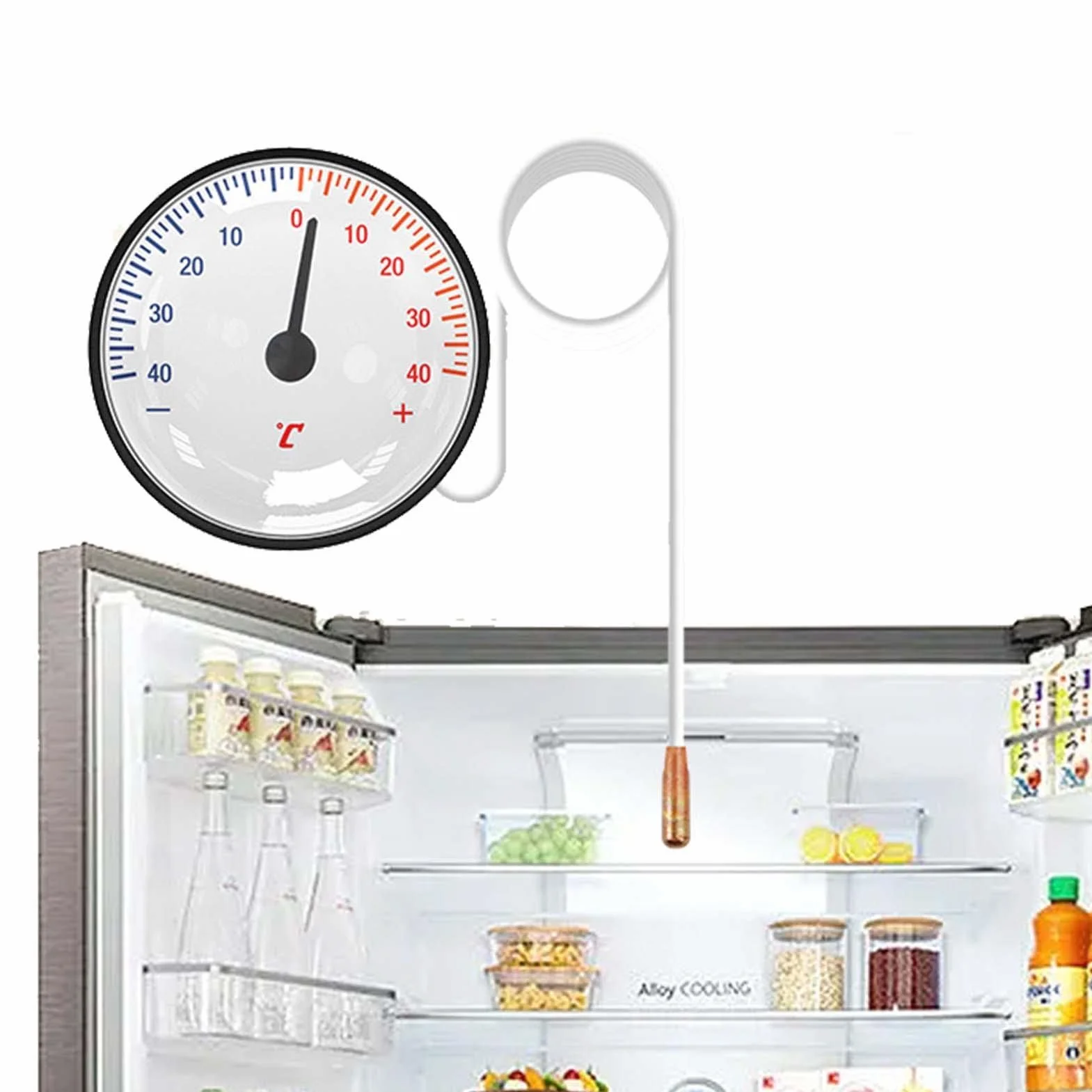 Termómetro capilar alta precisión con sensor latón para refrigeradores