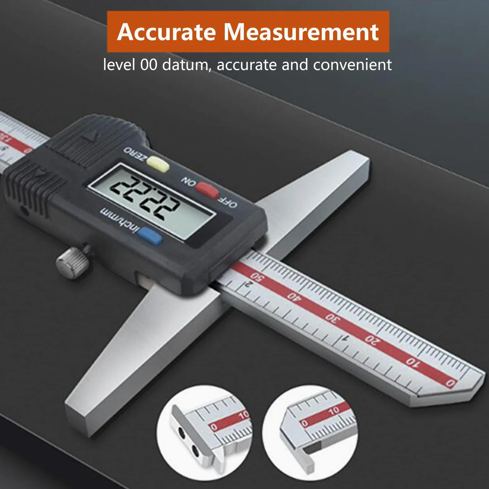 Calibre Digital 0-300mm/12" con Pantalla LCD, Pie de Rey Digital de Acero Inoxidable, Herramienta de Medición de Calibrador para Medición de Profundidad, Conversión de Pulgadas/Milímetros