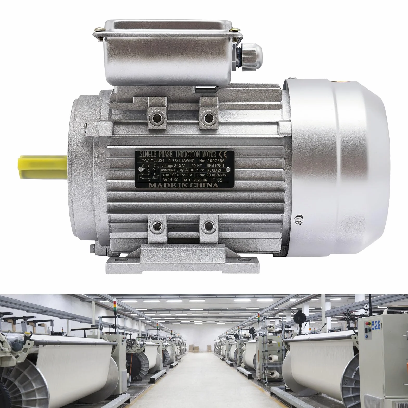 Motor eléctrico pequeños 750 W 240 V 1380 U/min 50 Hz 0,75 kW Diámetro del eje 19 mm