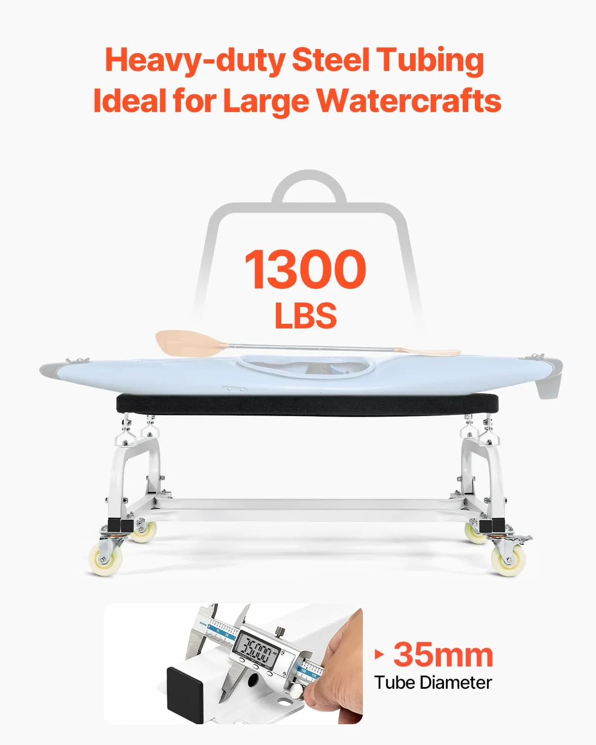 VEVOR Plataforma Rodante para Moto Acuática de 1200 x 720 x 510 mm, Carga de 590 kg, Soporte para Moto de Agua, Carrito PWC con 4 Ruedas y 2 Frenos para Mover Motos de Agua, Kayaks, Lanchas Rápidas