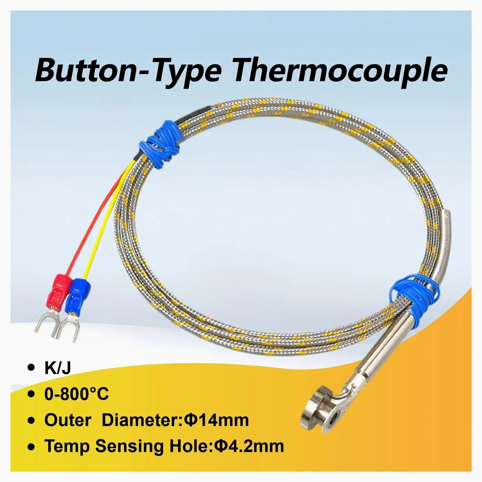 Sonda de termopar tipo K, sensor de temperatura de acero inoxidable tipo J | K-300cm