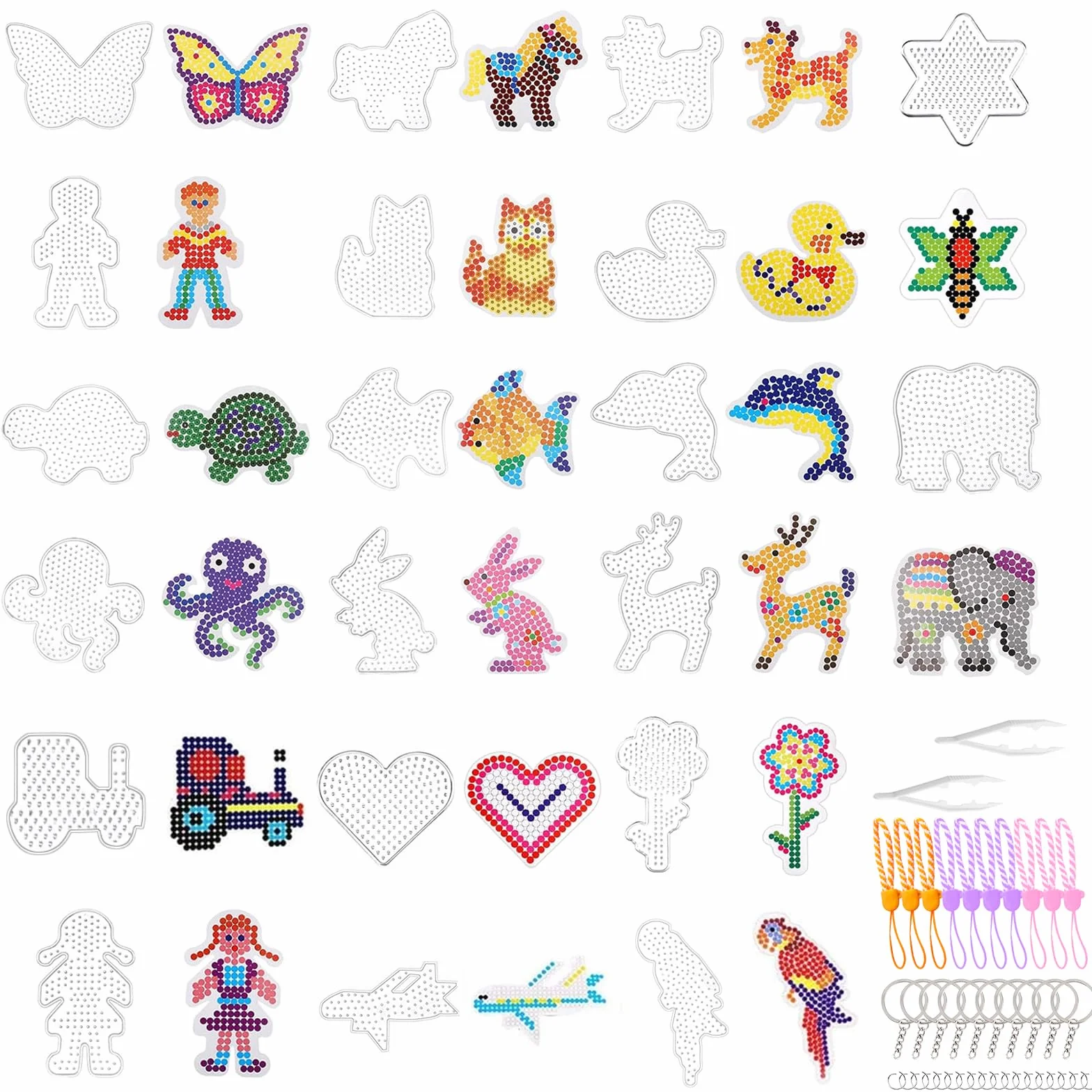 Placas de cuentas para planchar 5 mm transparentes 20 tarjetas de diseño colores niños
