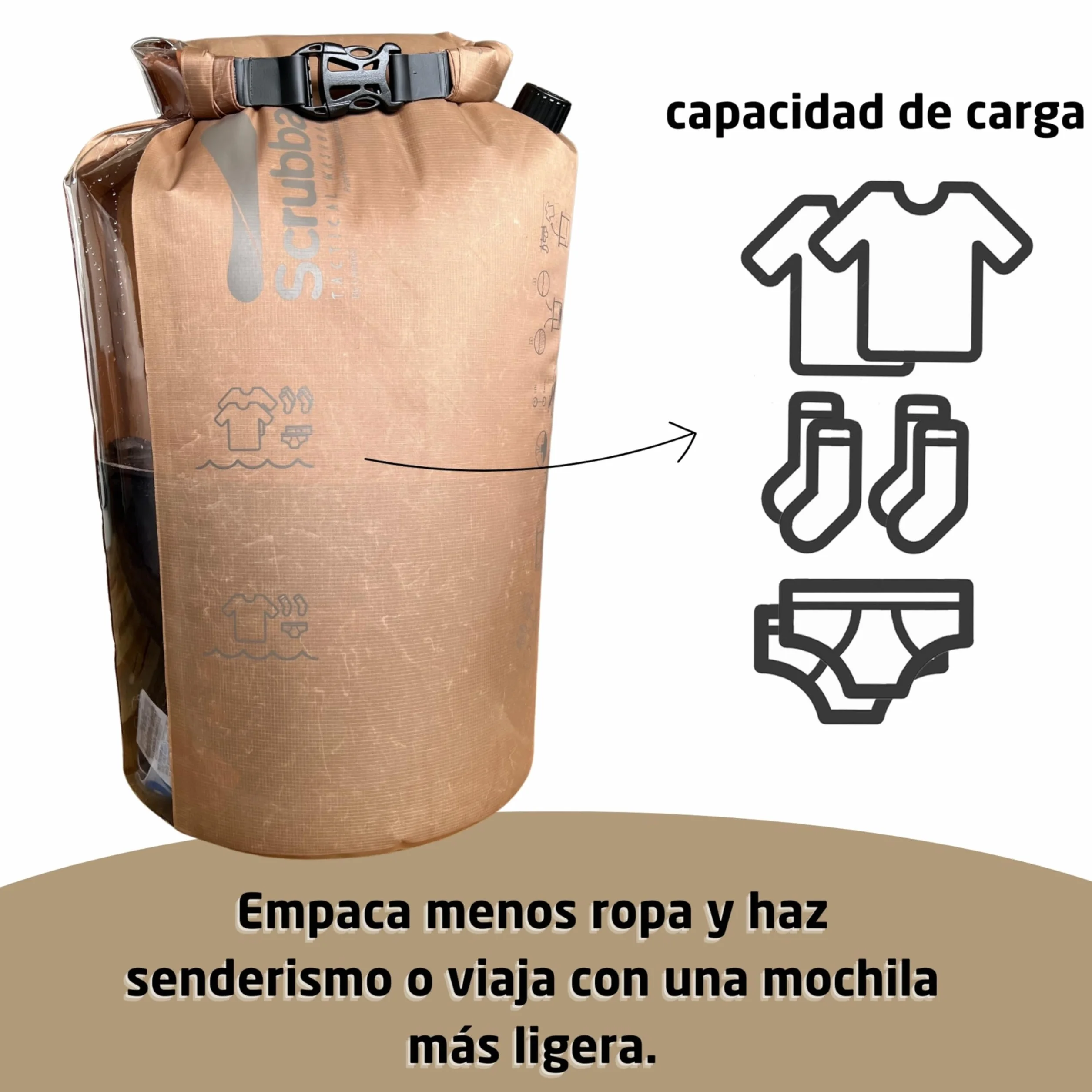 Scrubba Tactical Bolsa de Lavado Portátil 2.0 - Sistema de Lavado Impermeable para Viajes Camping Senderismo