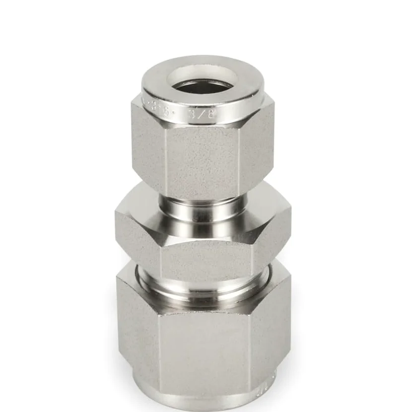 Compresión Acoplamiento recto, junta de compresión chapada de latón, acero inoxidable 316 Reducción de la doble férula Fije de compresión 30MPA 1/8 "1/4" 3/8 "1/2" 6 8 10 12 mm 1pc(14 mm x 12 mm)